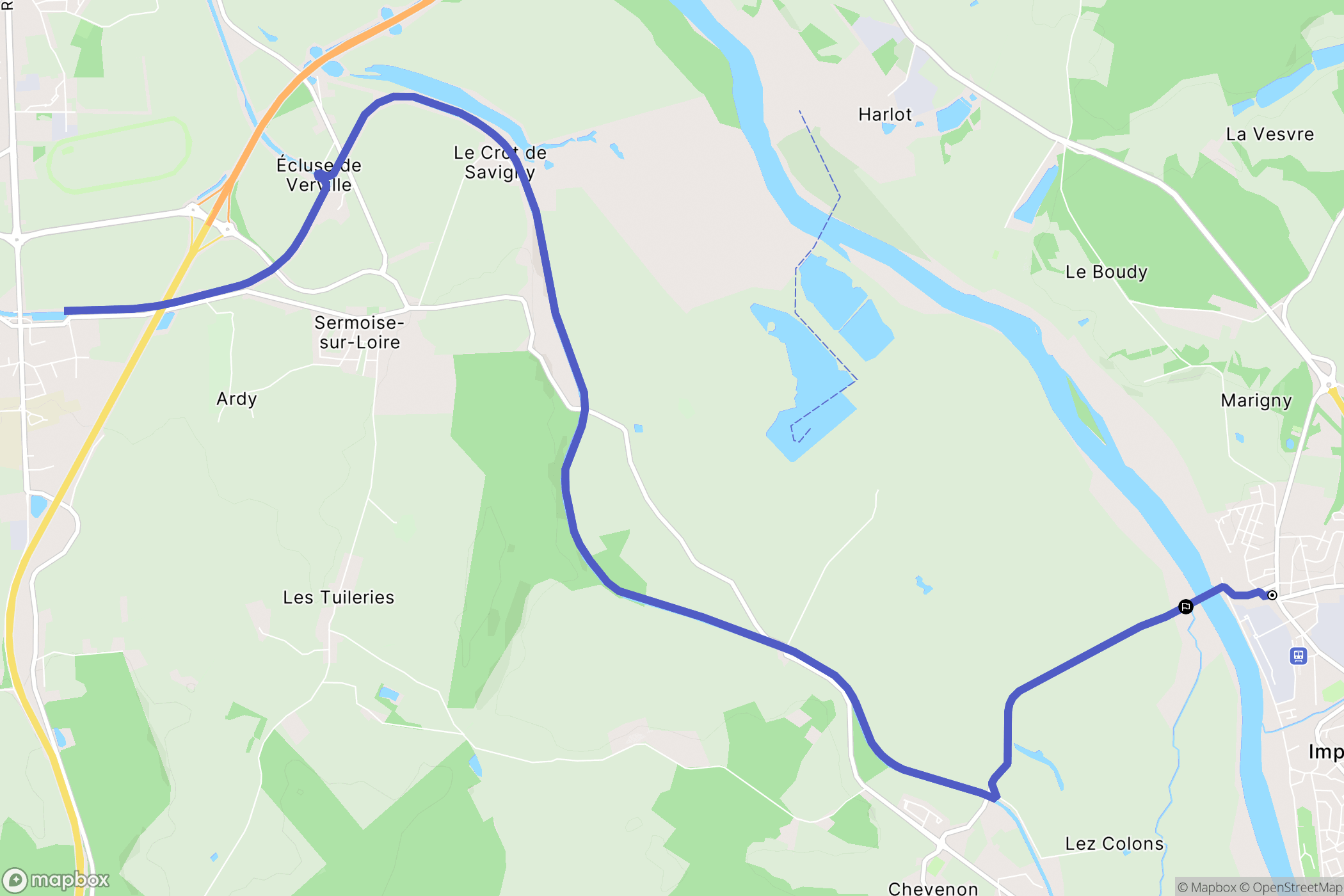 Imphy : carte du parcours de randonnée - France