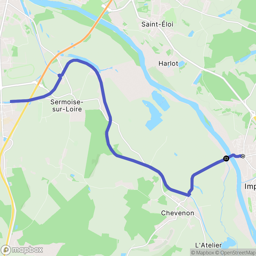 Imphy : carte du parcours de randonnée - France