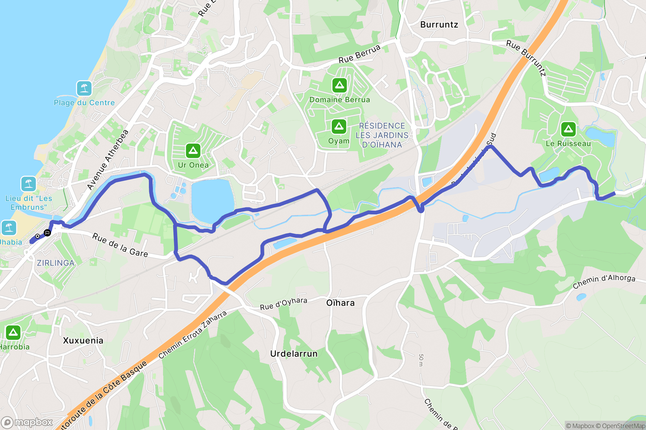 Bidart : carte du parcours de randonnée - France