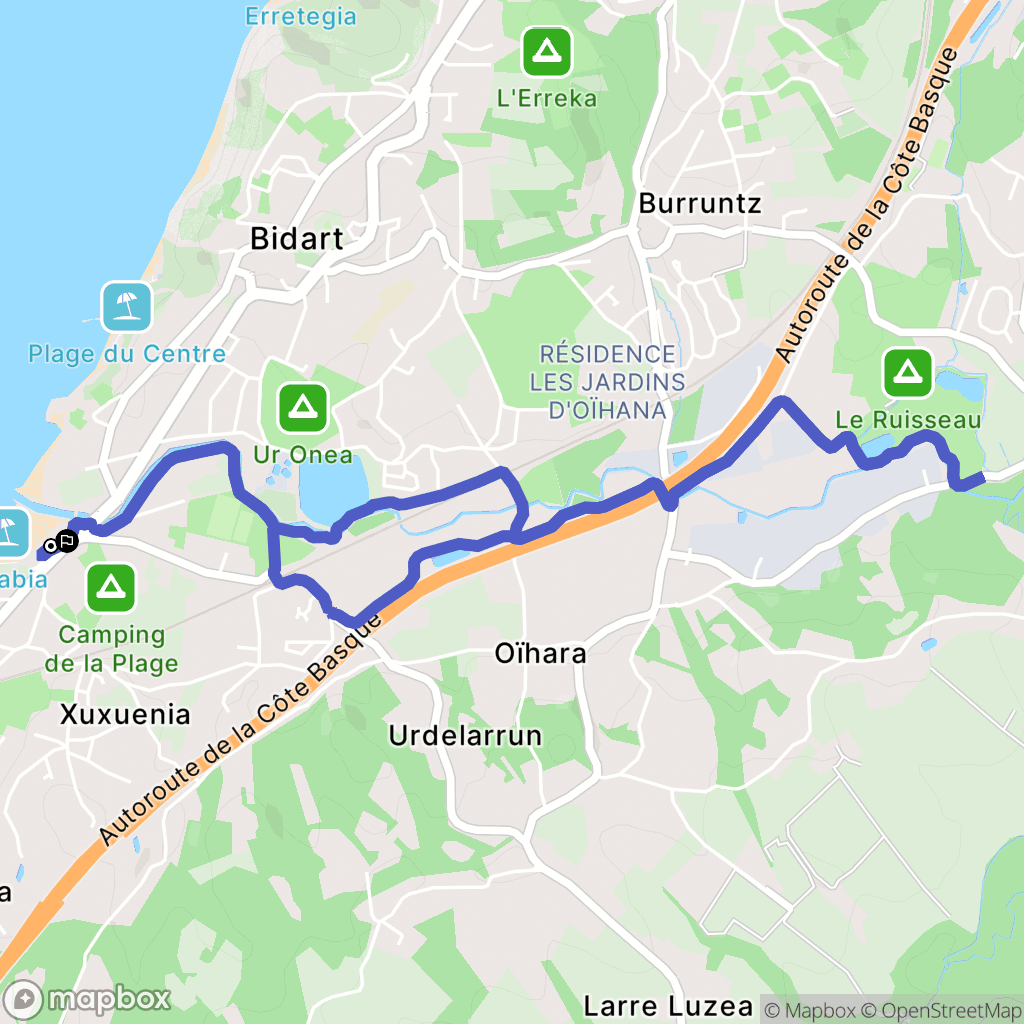 Bidart : carte du parcours de randonnée - France