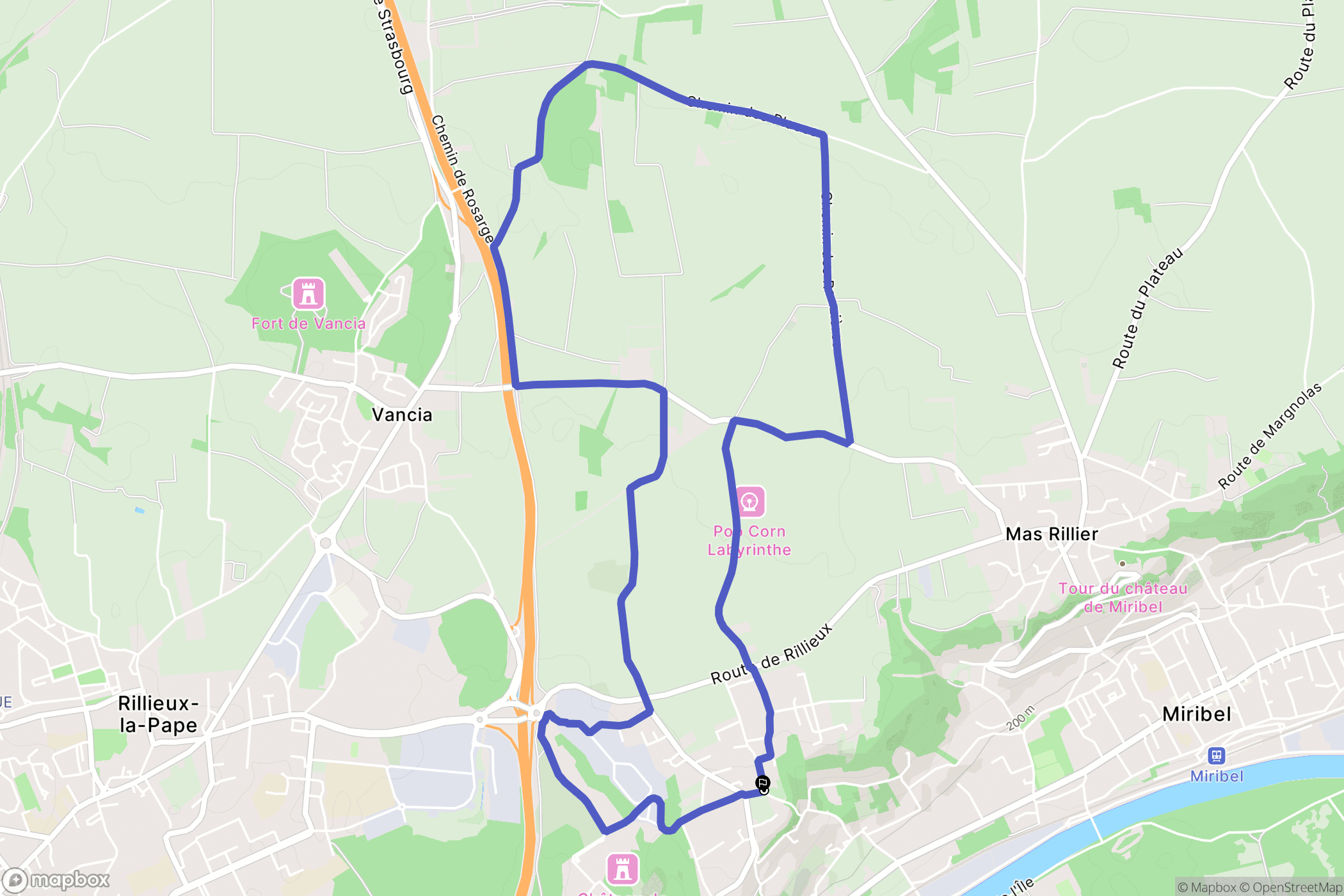 Neyron : carte du parcours de randonnée - France