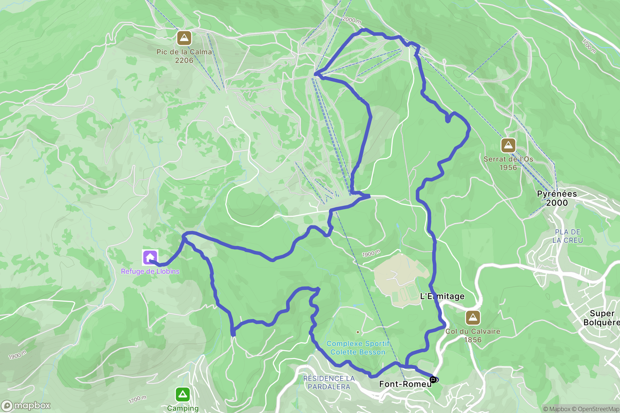 Font-Romeu-Odeillo-Via : carte du parcours de randonnée - France
