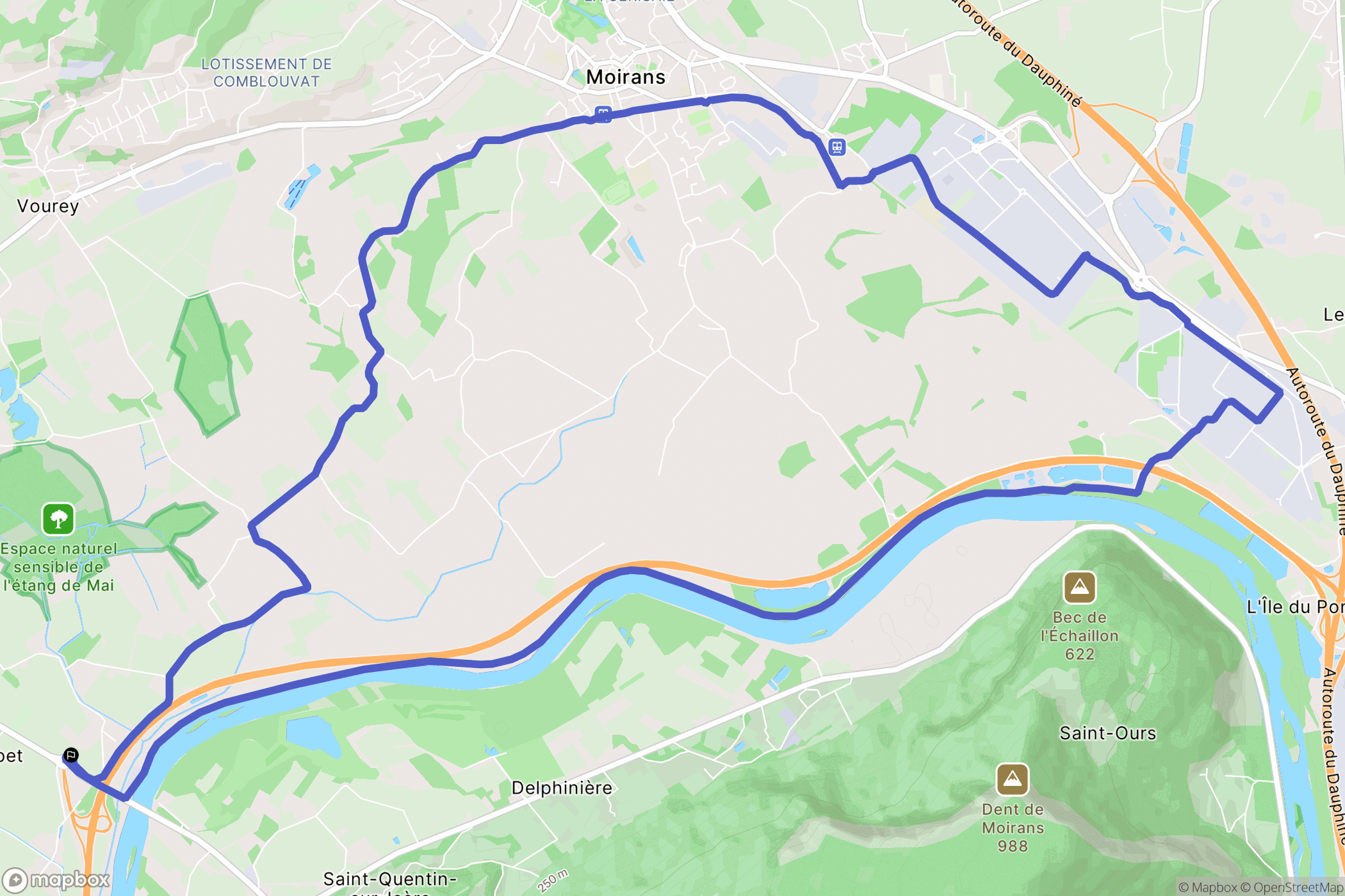 Tullins : carte du parcours de randonnée - France