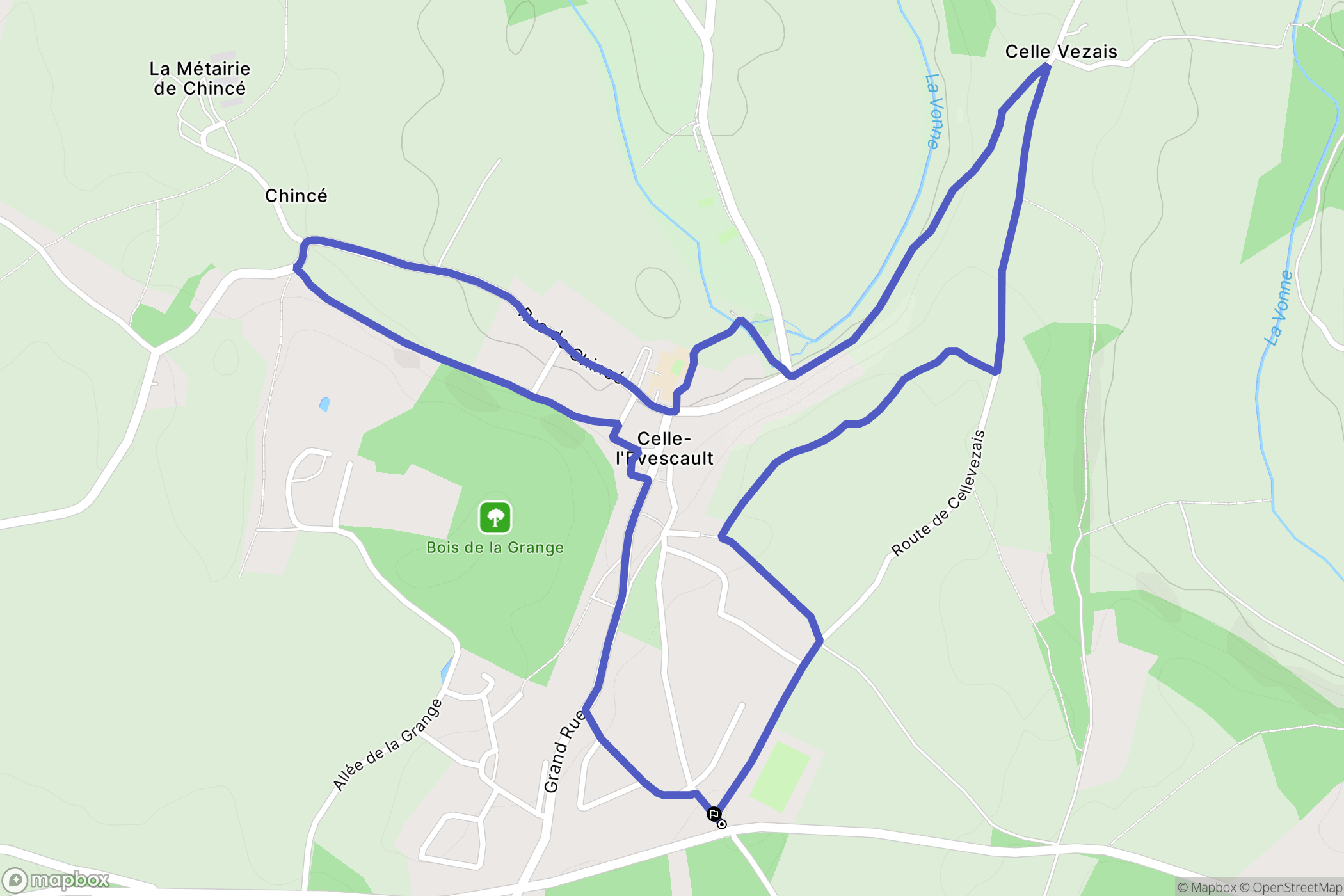Celle-Lévescault : carte du parcours de randonnée - France