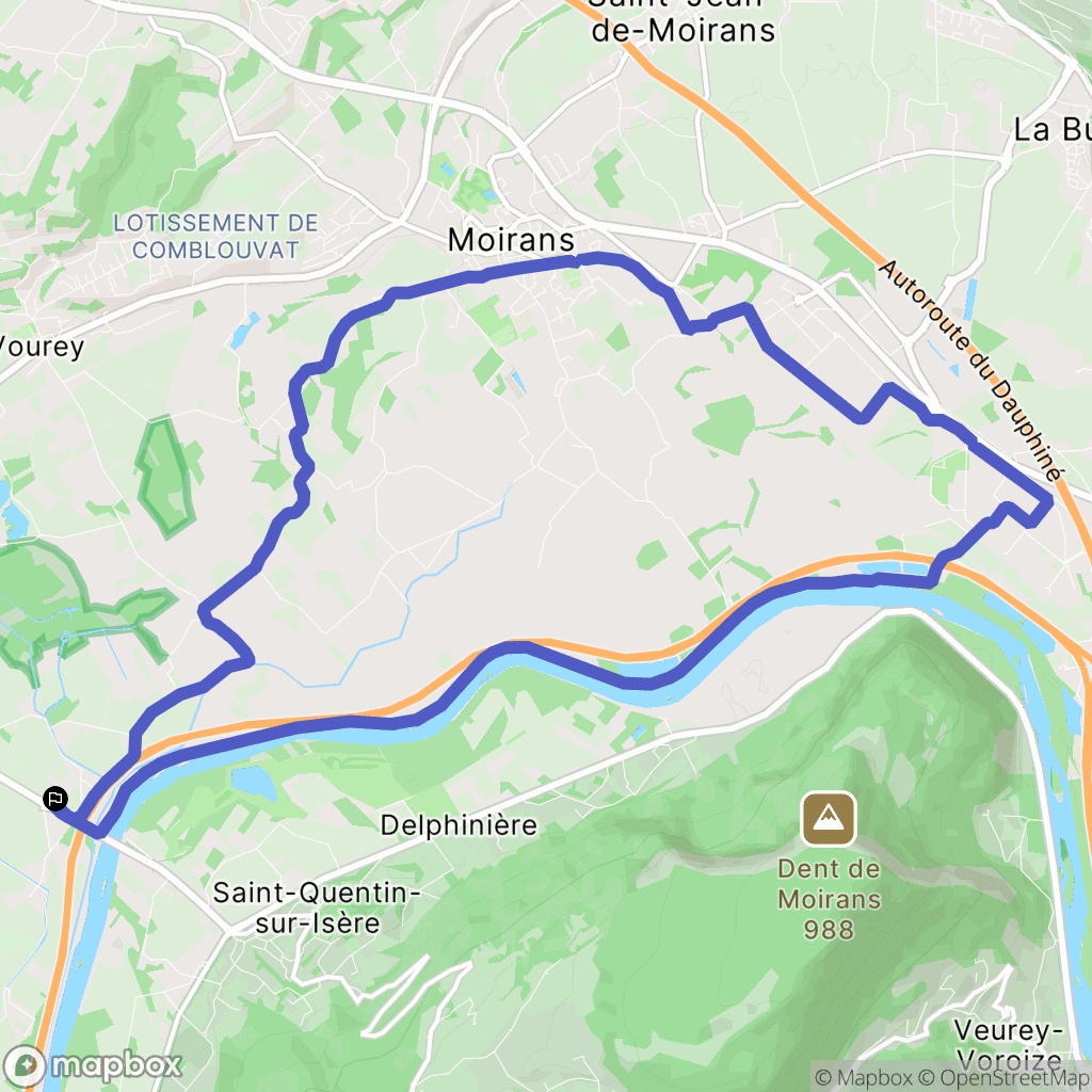 Tullins : carte du parcours de randonnée - France