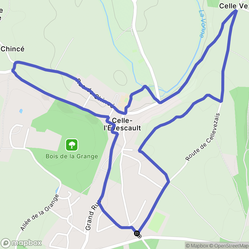 Celle-Lévescault : carte du parcours de randonnée - France