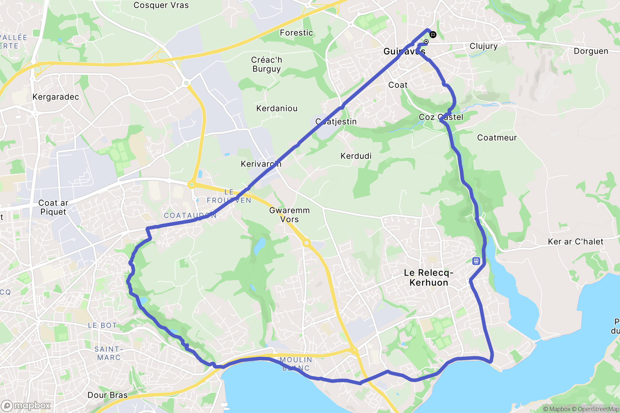 Guipavas : carte du parcours de randonnée - France