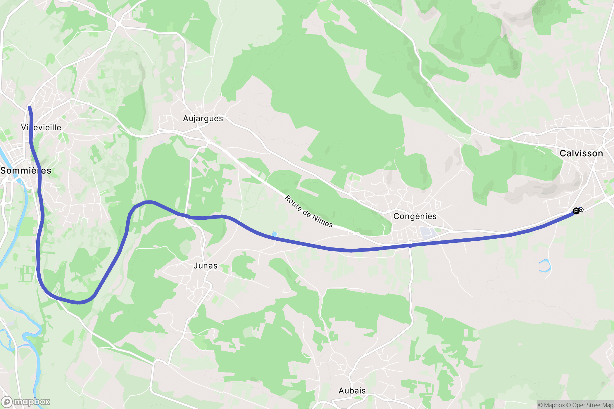 Calvisson : carte du parcours de randonnée - France