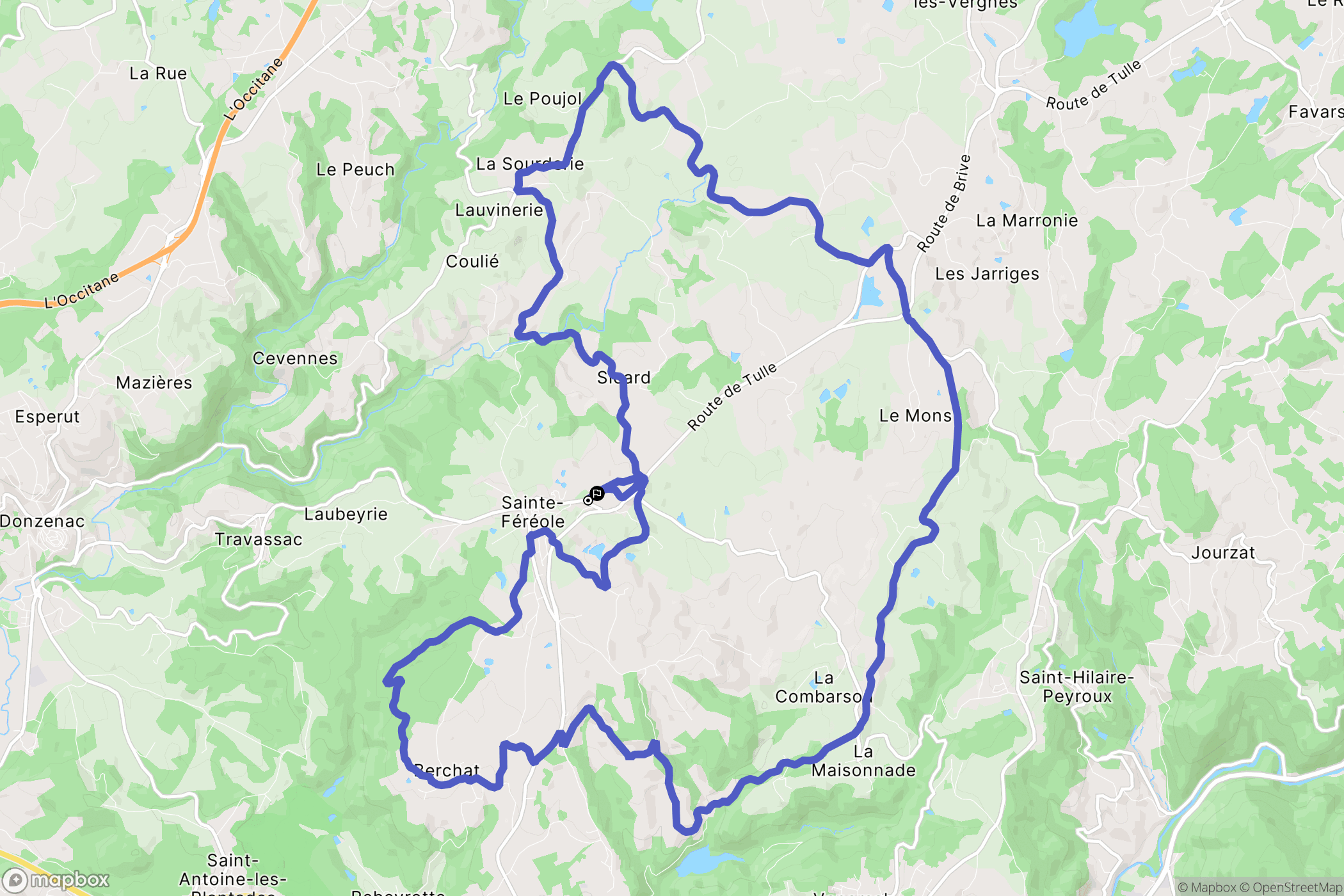Sainte-Féréole : carte du parcours de randonnée - France