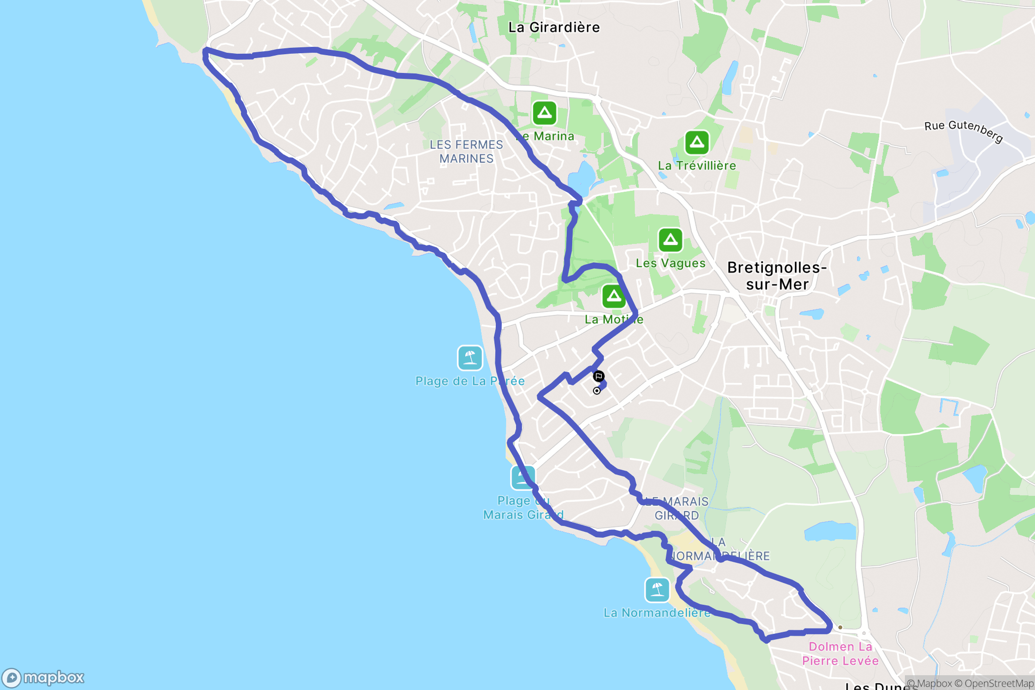 Bretignolles-sur-Mer : carte du parcours de randonnée - France