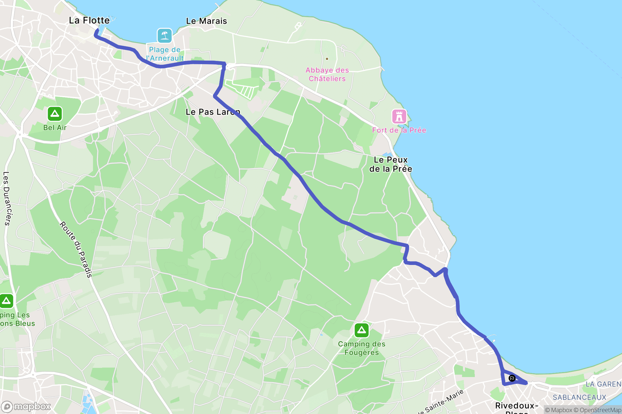Rivedoux-Plage : carte du parcours de randonnée - France