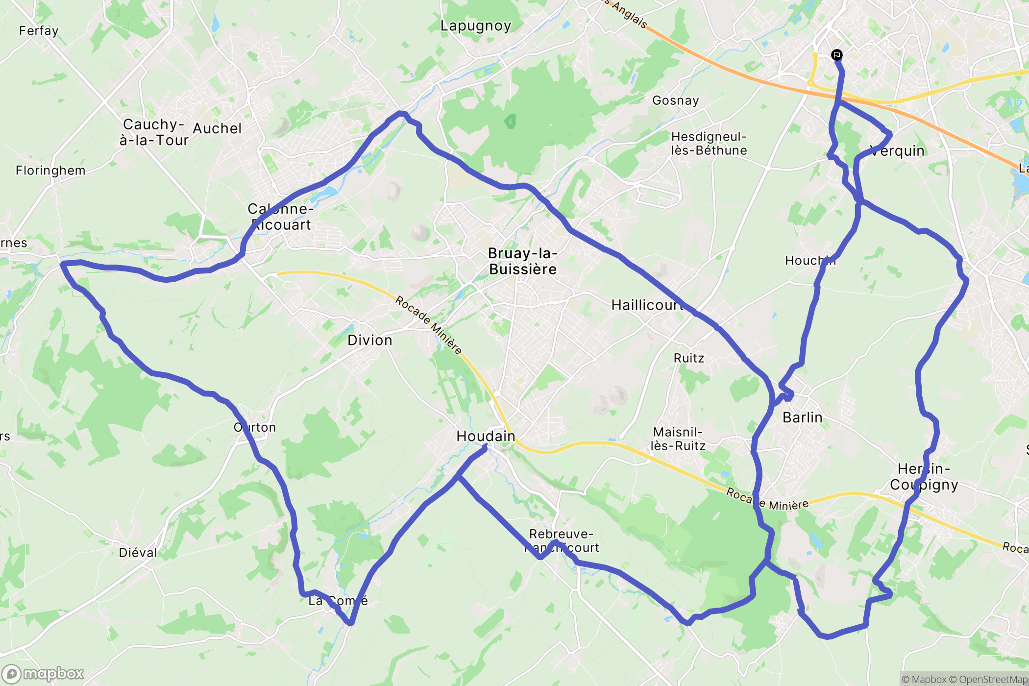 Béthune : carte du parcours de randonnée - France