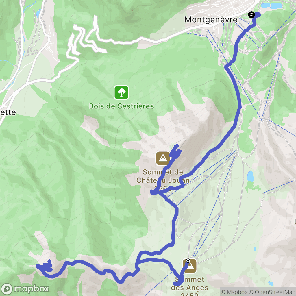 Montgenèvre : carte du parcours de randonnée - France