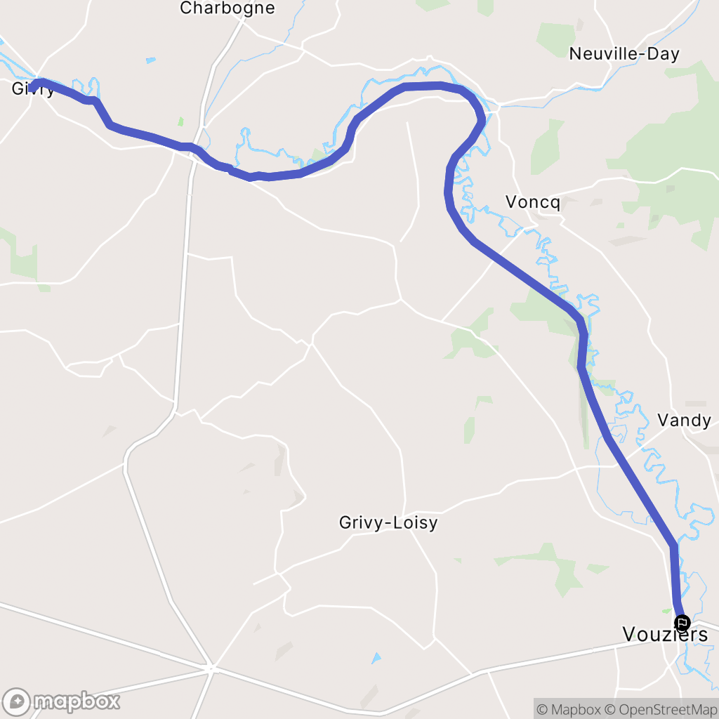 Vouziers : carte du parcours de randonnée - France