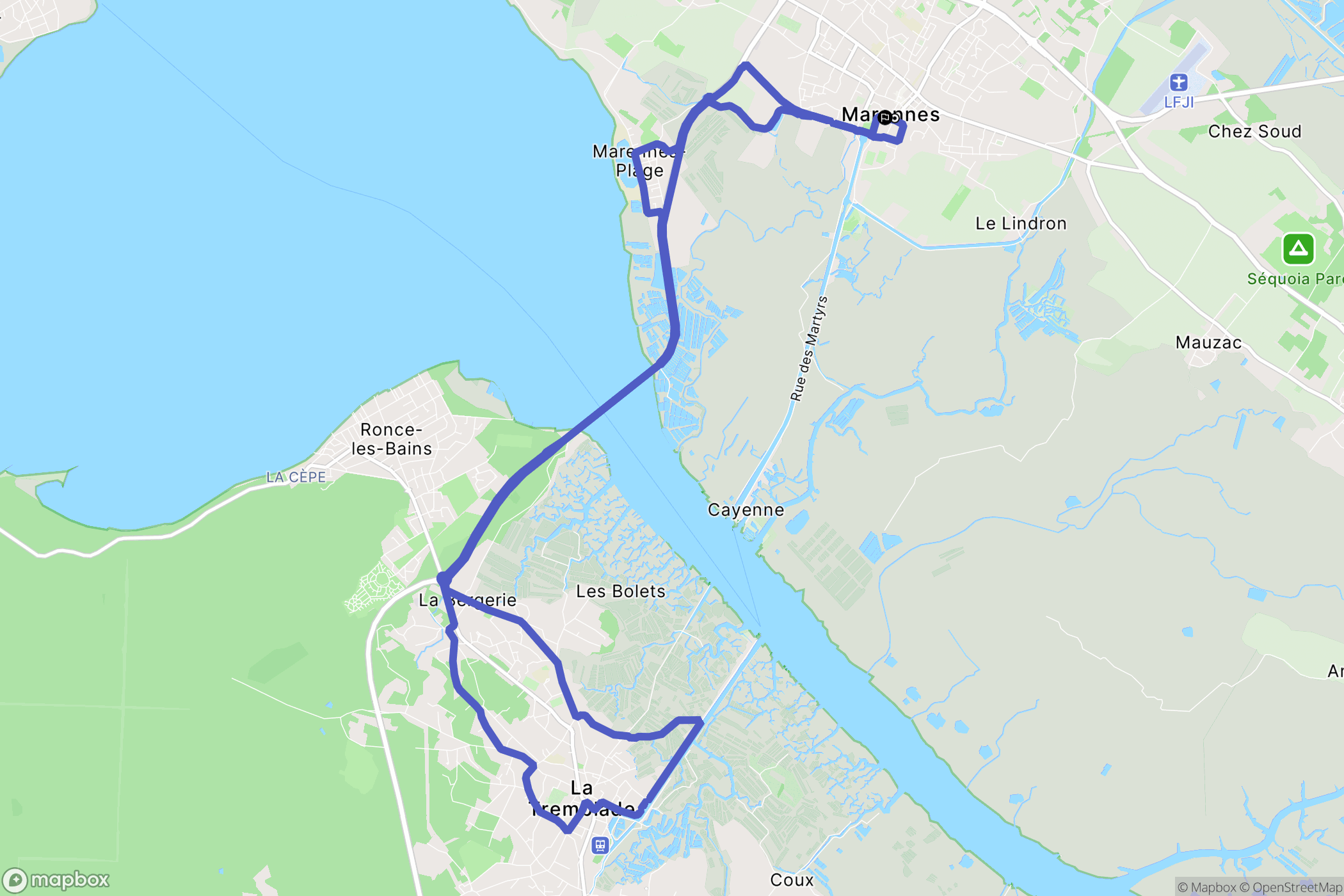 Marennes-Hiers-Brouage : carte du parcours de randonnée - France