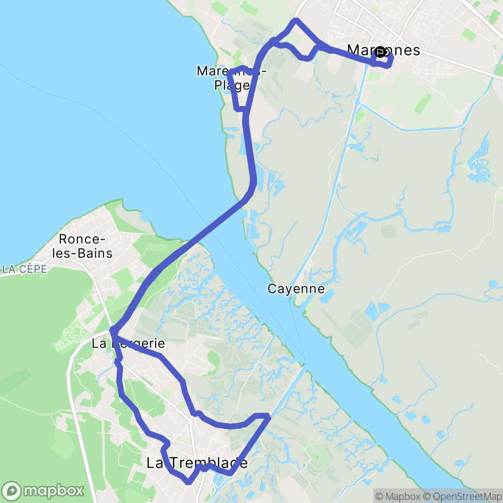 Marennes-Hiers-Brouage : carte du parcours de randonnée - France
