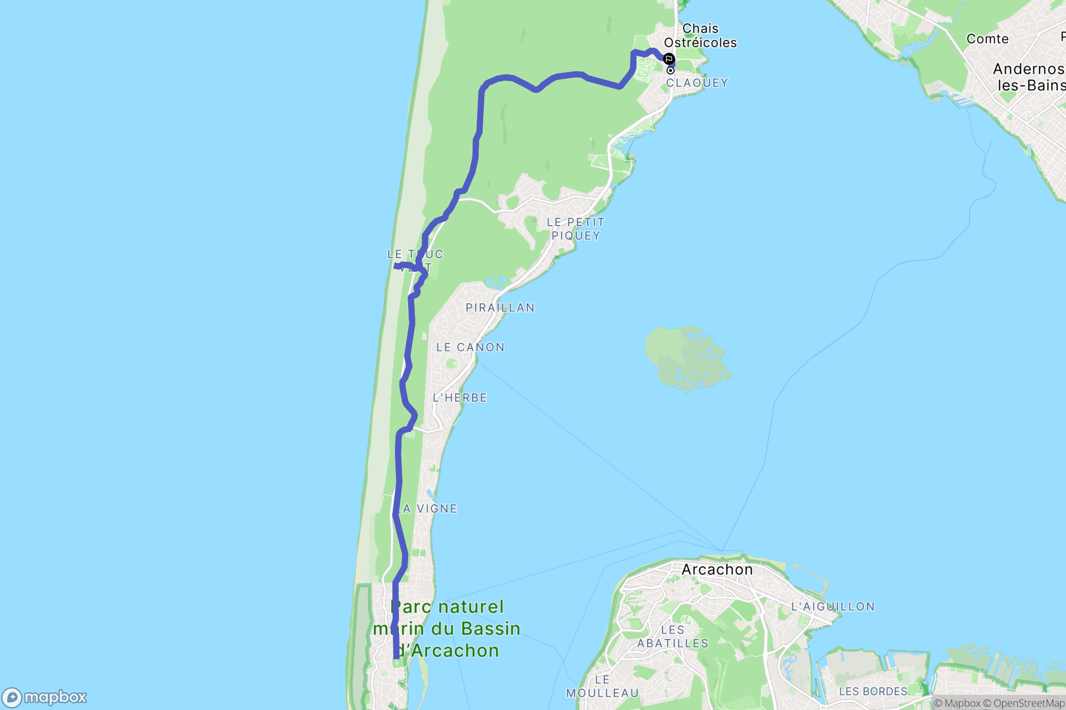 Lège-Cap-Ferret : carte du parcours de randonnée - France
