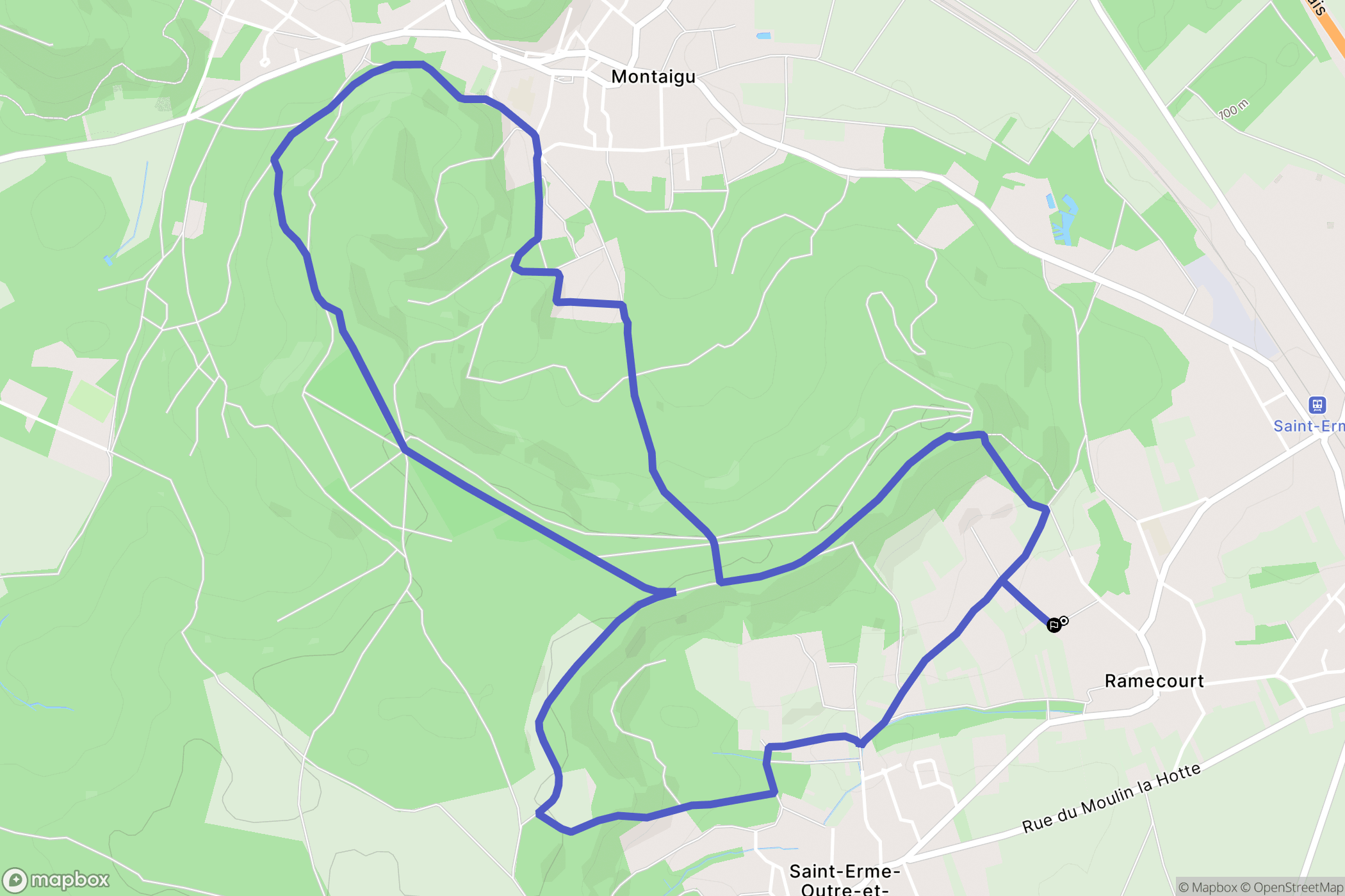 Saint-Erme-Outre-et-Ramecourt : carte du parcours de randonnée - France
