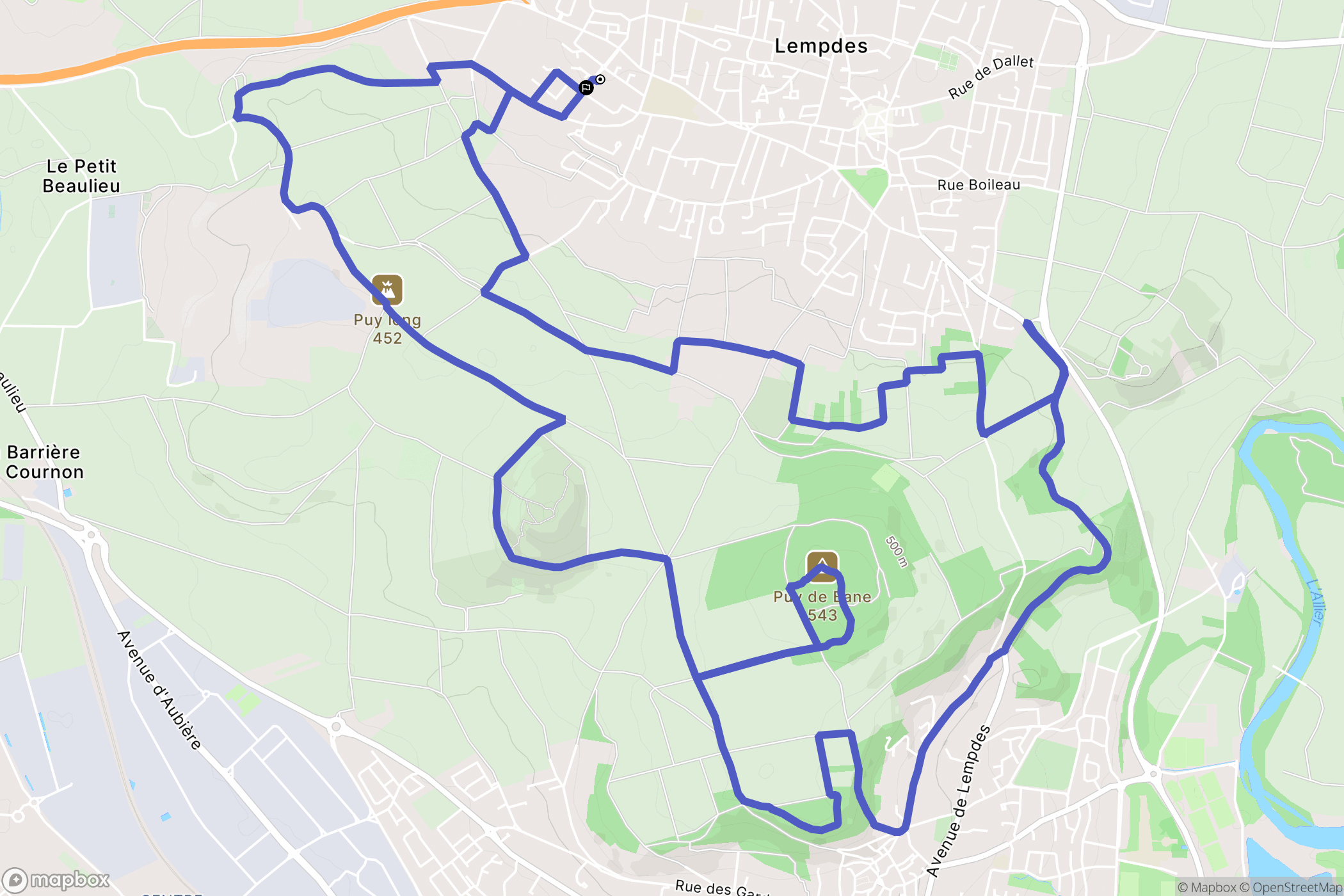 Lempdes : carte du parcours de randonnée - France