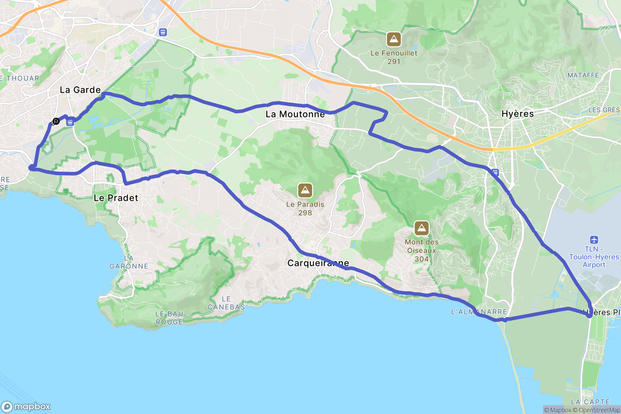La Garde : carte du parcours de randonnée - France