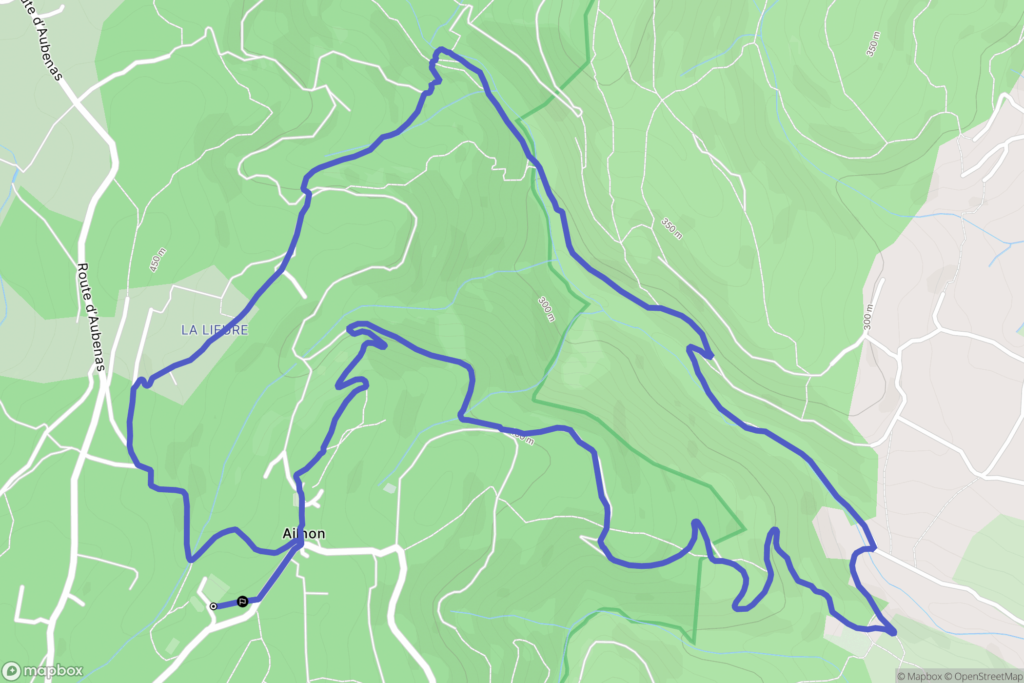 Ailhon : carte du parcours de randonnée - France