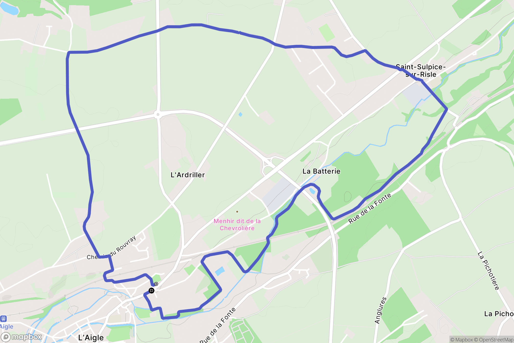 L'Aigle : carte du parcours de randonnée - France