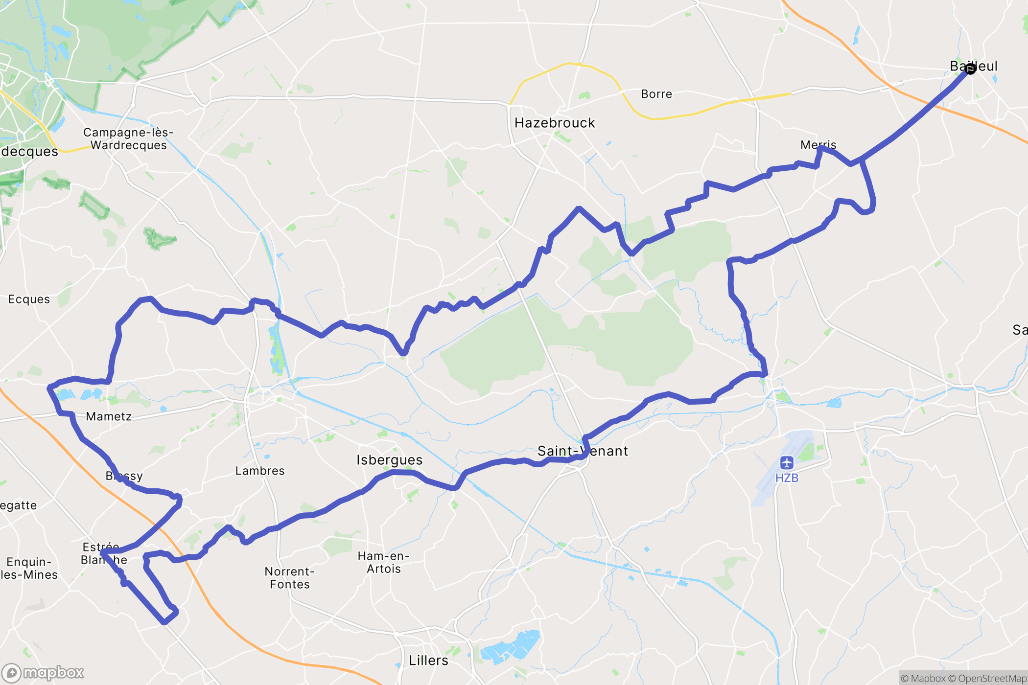 Bailleul : carte du parcours de randonnée - France
