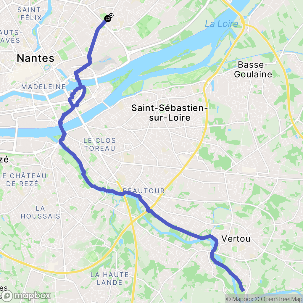 Nantes : carte du parcours de randonnée - France