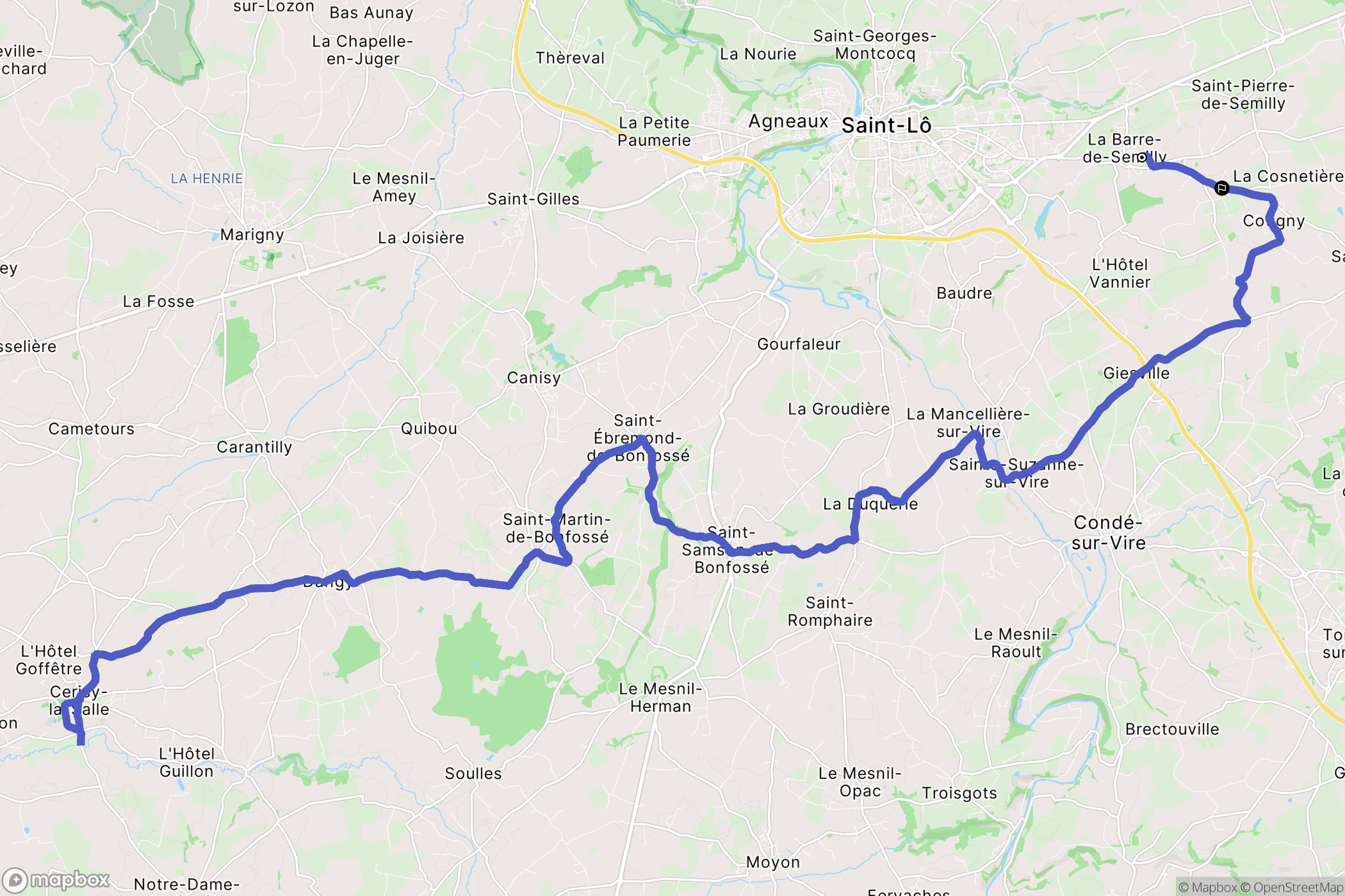 La Barre-de-Semilly : carte du parcours de randonnée - France