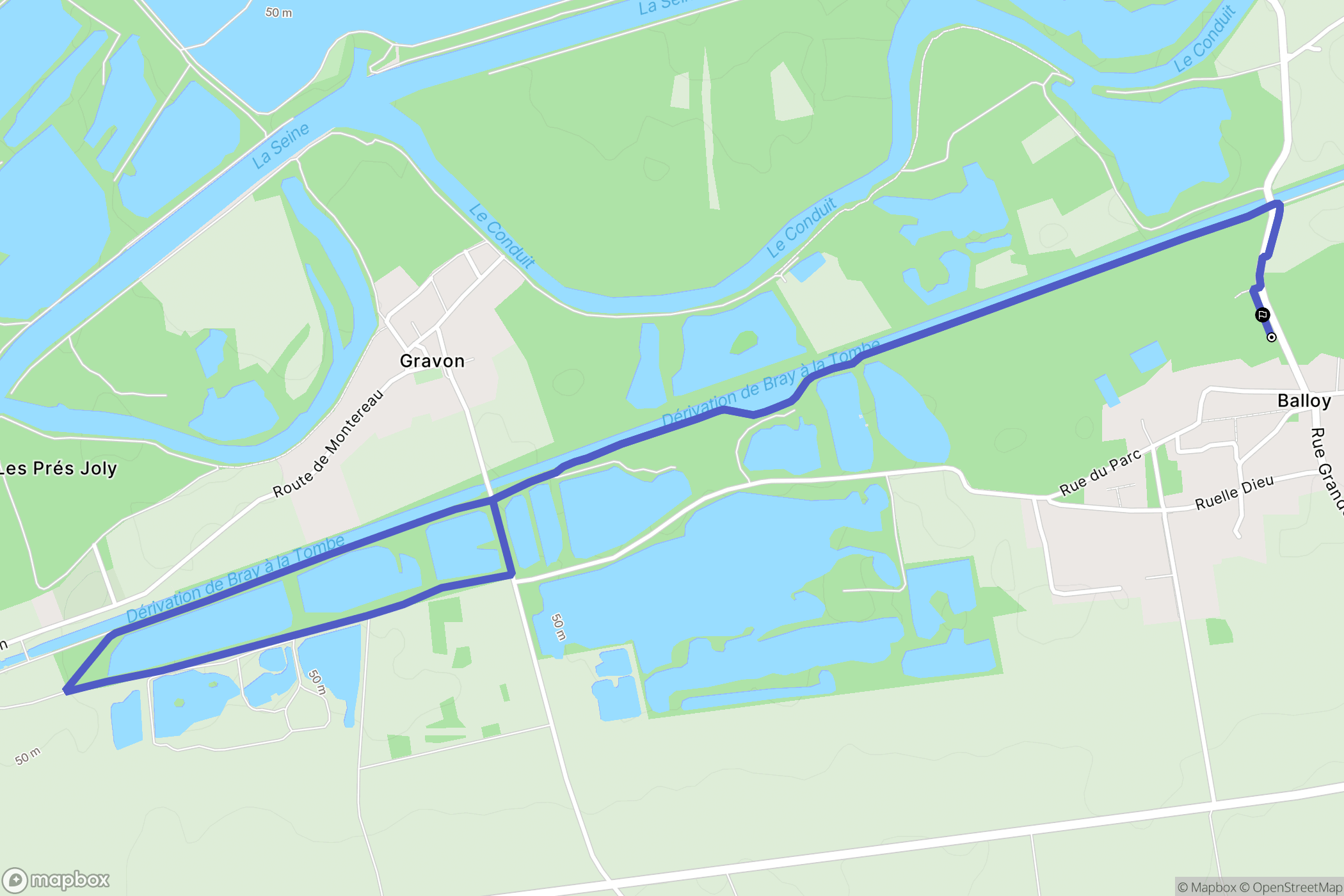 Balloy : carte du parcours de randonnée - France