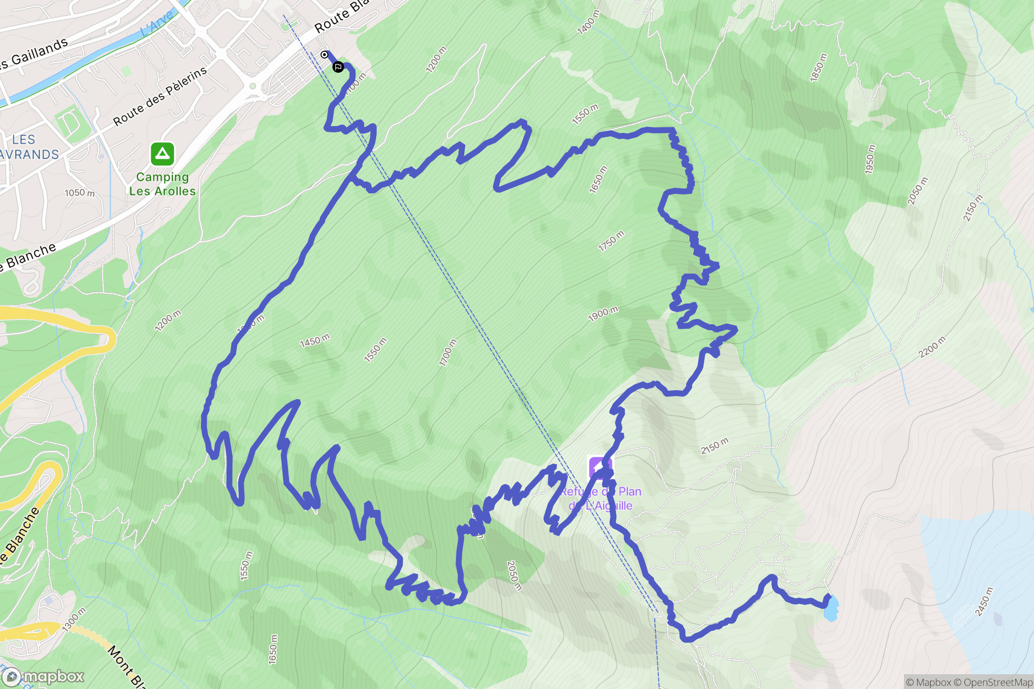 Chamonix-Mont-Blanc : carte du parcours de randonnée - France