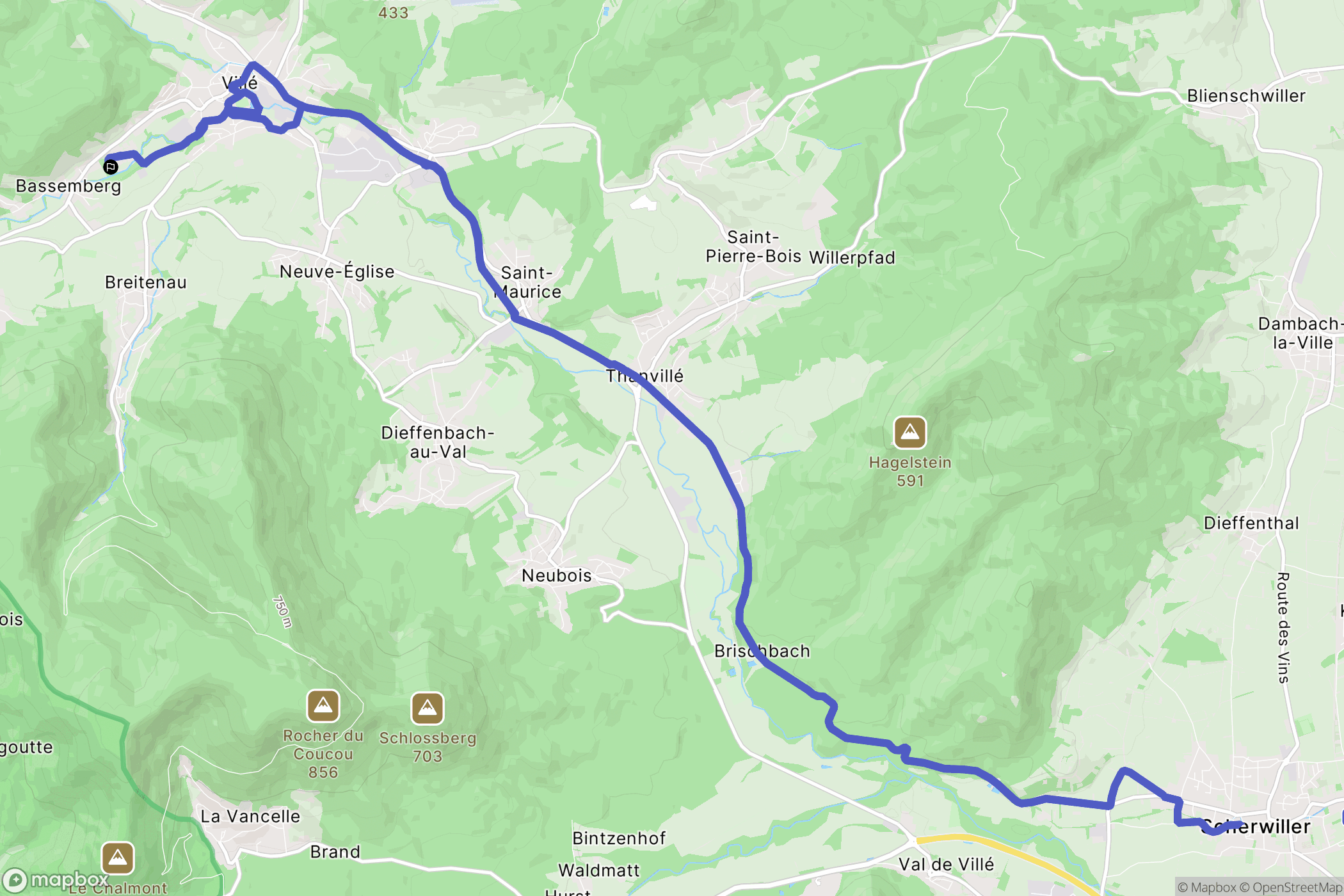 Bassemberg : carte du parcours de randonnée - France