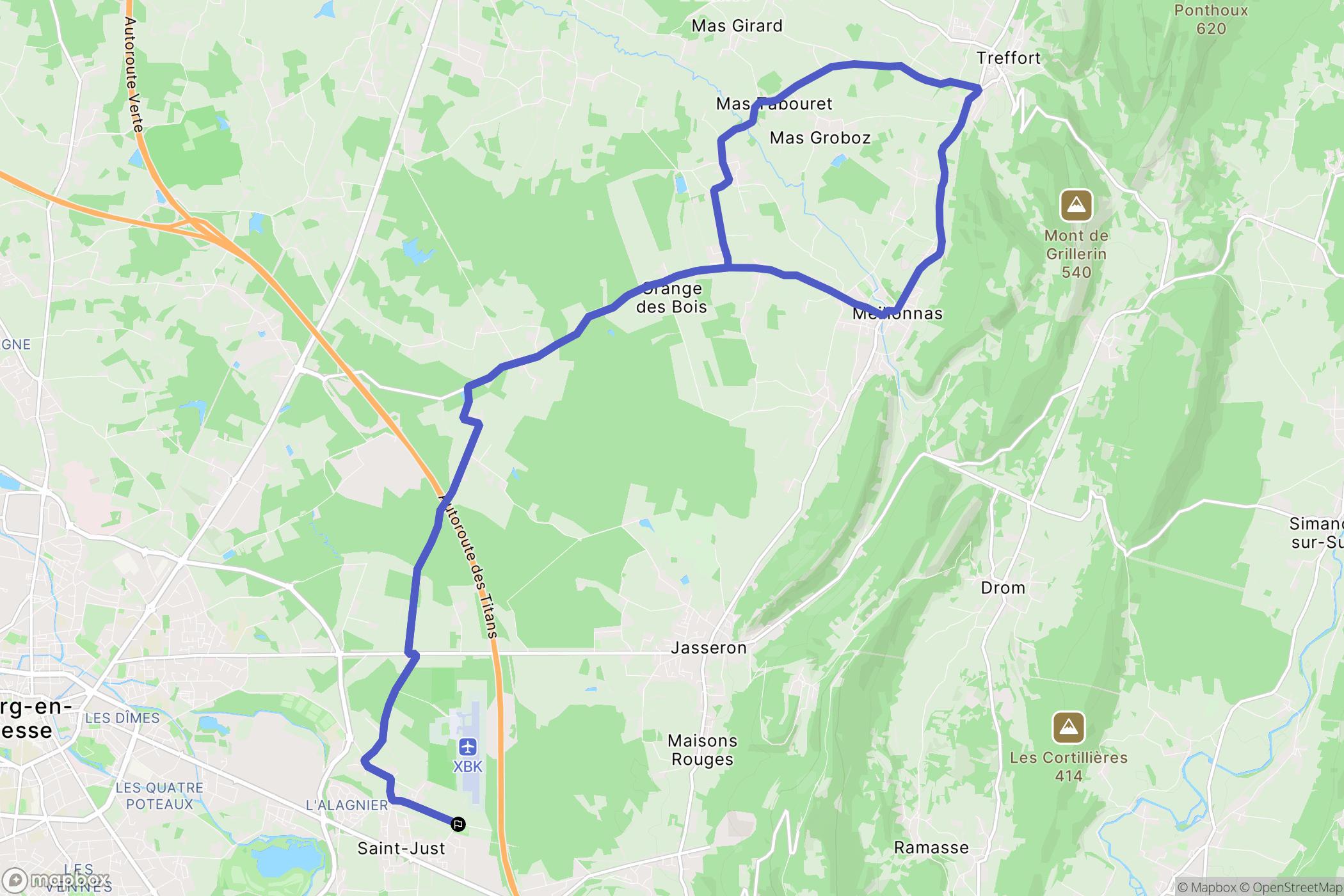 Saint-Just : carte du parcours de randonnée - France