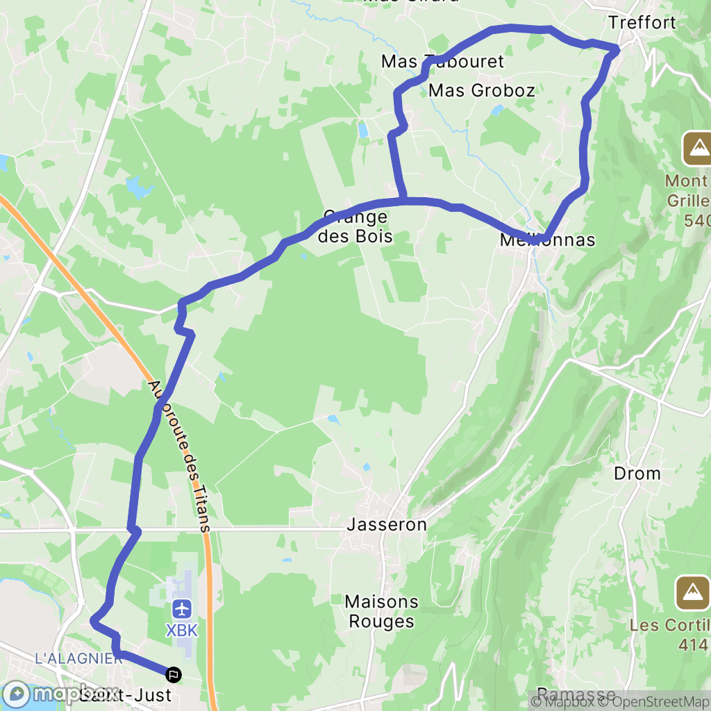 Saint-Just : carte du parcours de randonnée - France