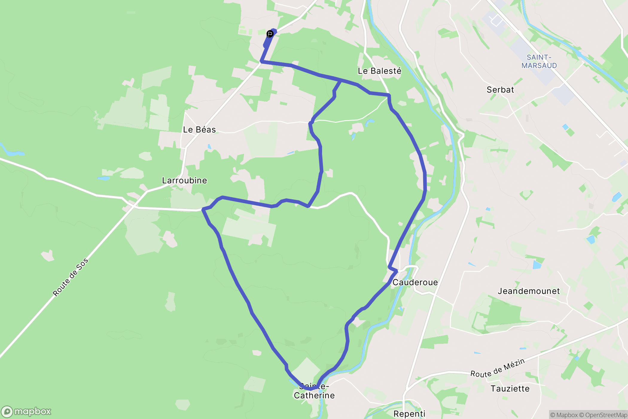Barbaste : carte du parcours de randonnée - France