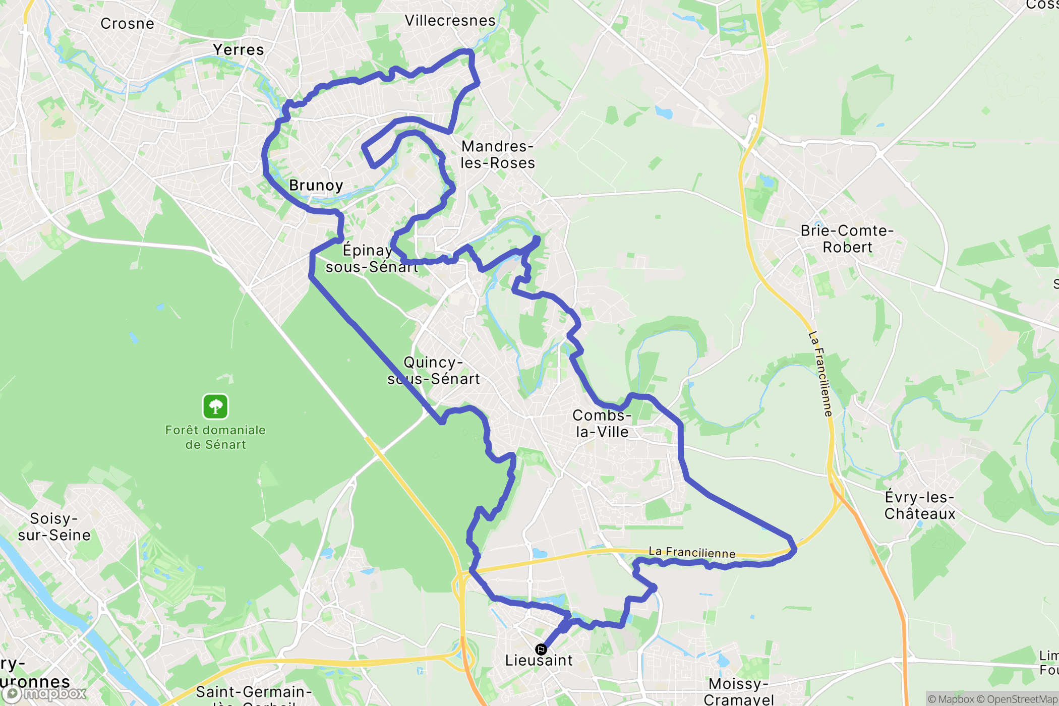 Lieusaint : carte du parcours de randonnée - France