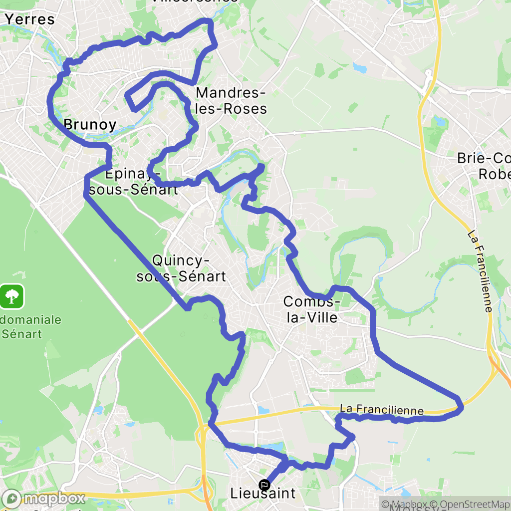 Lieusaint : carte du parcours de randonnée - France