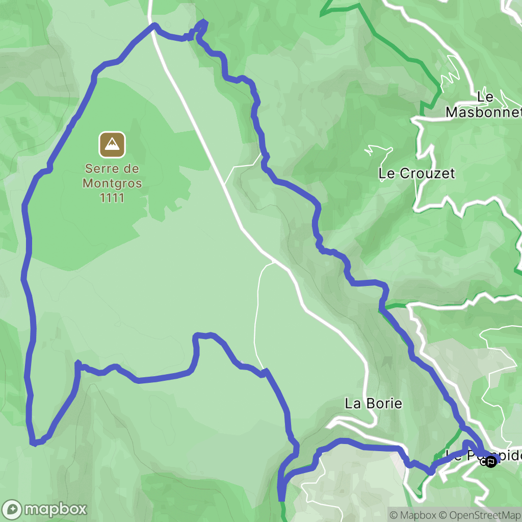Le Pompidou : carte du parcours de randonnée - France
