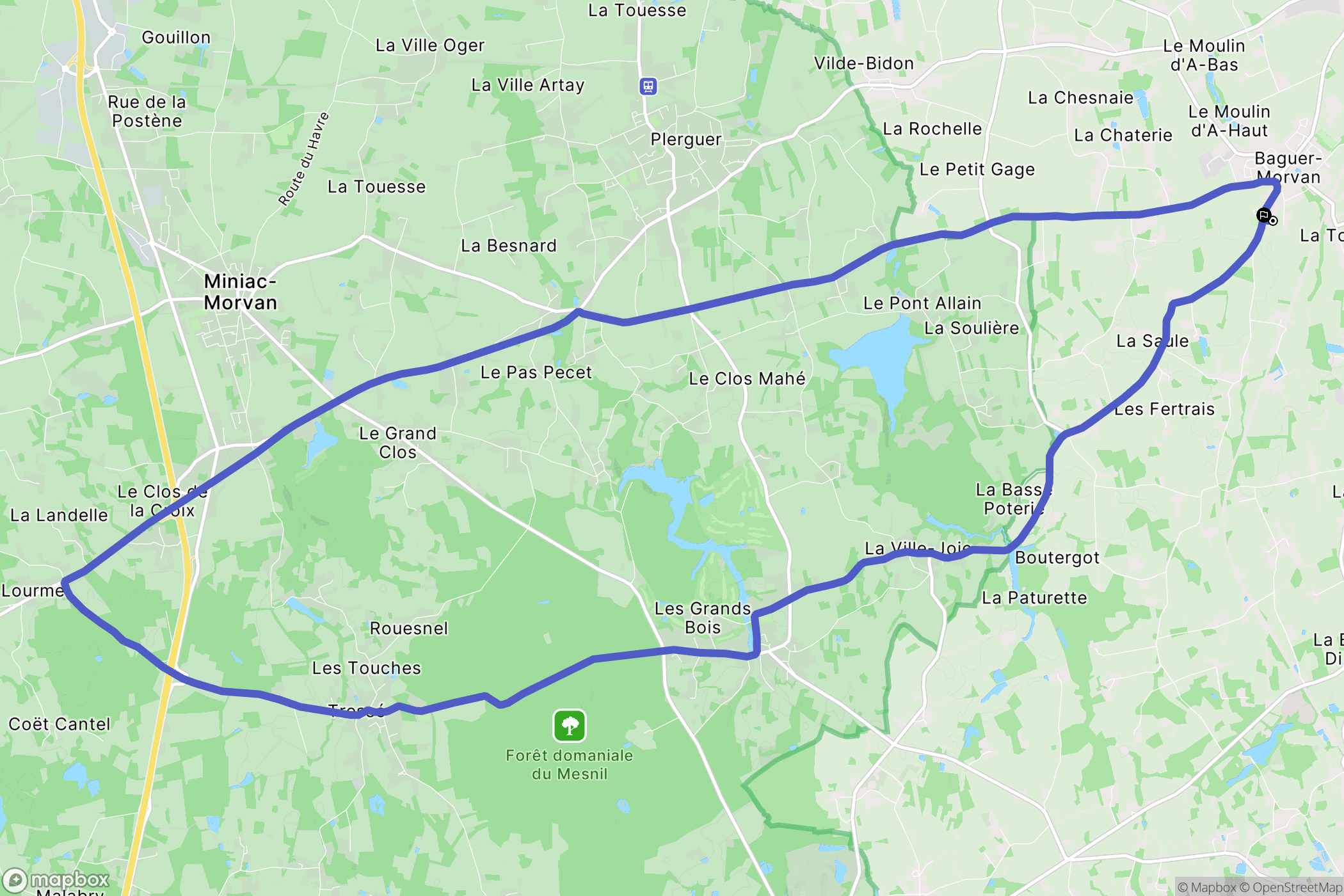 Baguer-Morvan : carte du parcours de randonnée - France