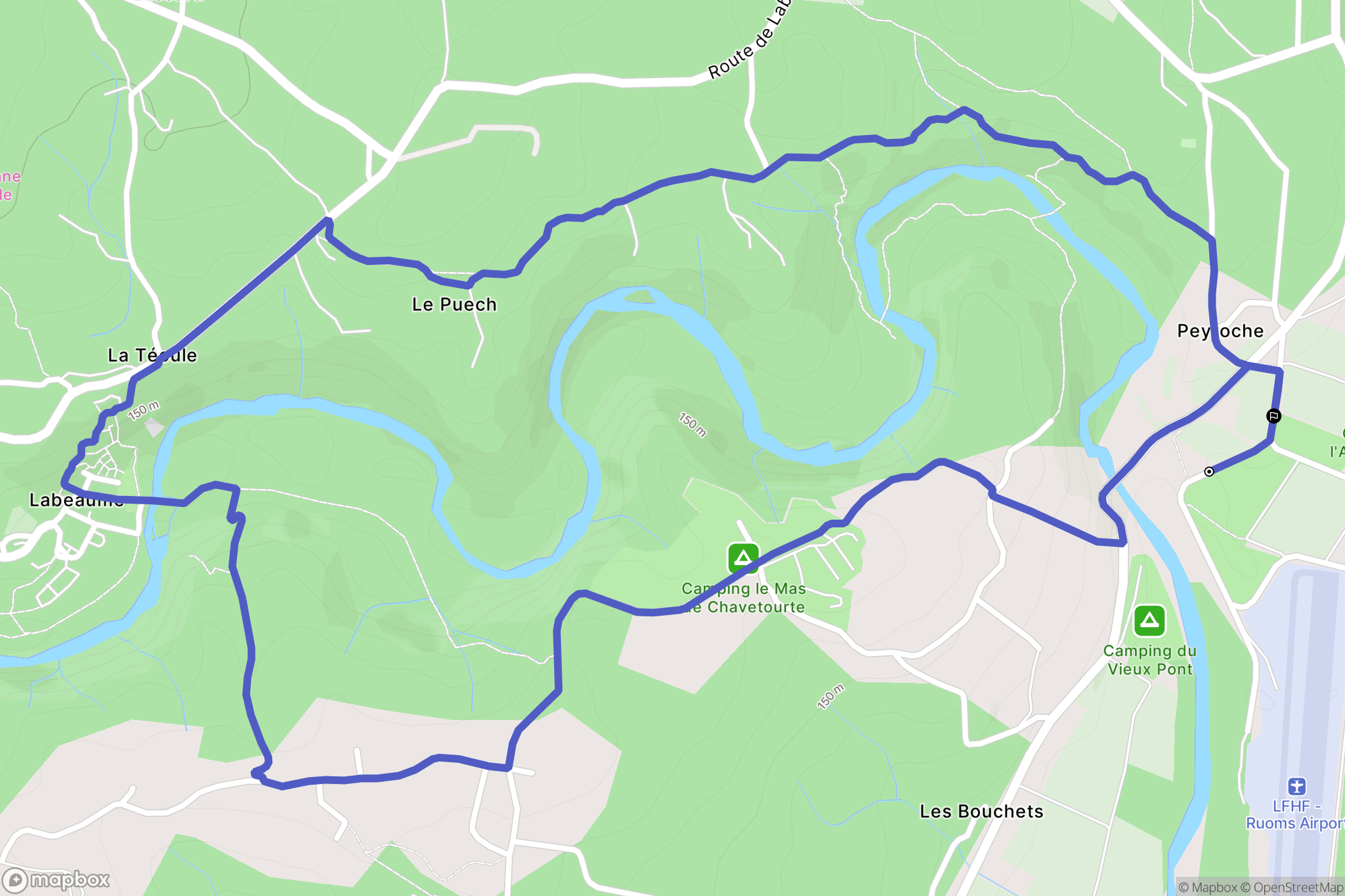 Labeaume : carte du parcours de randonnée - France