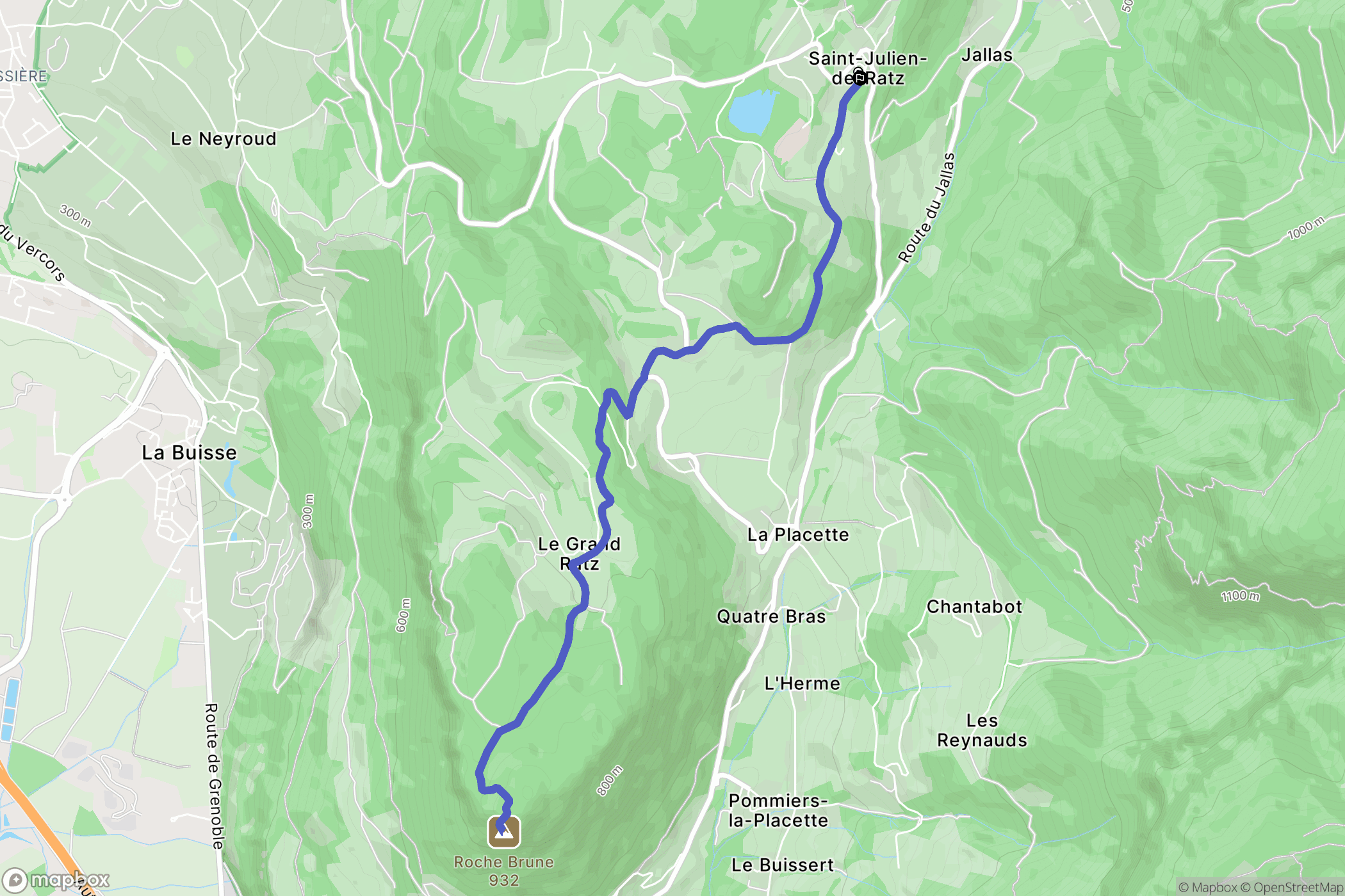 La Sure en Chartreuse : carte du parcours de randonnée - France