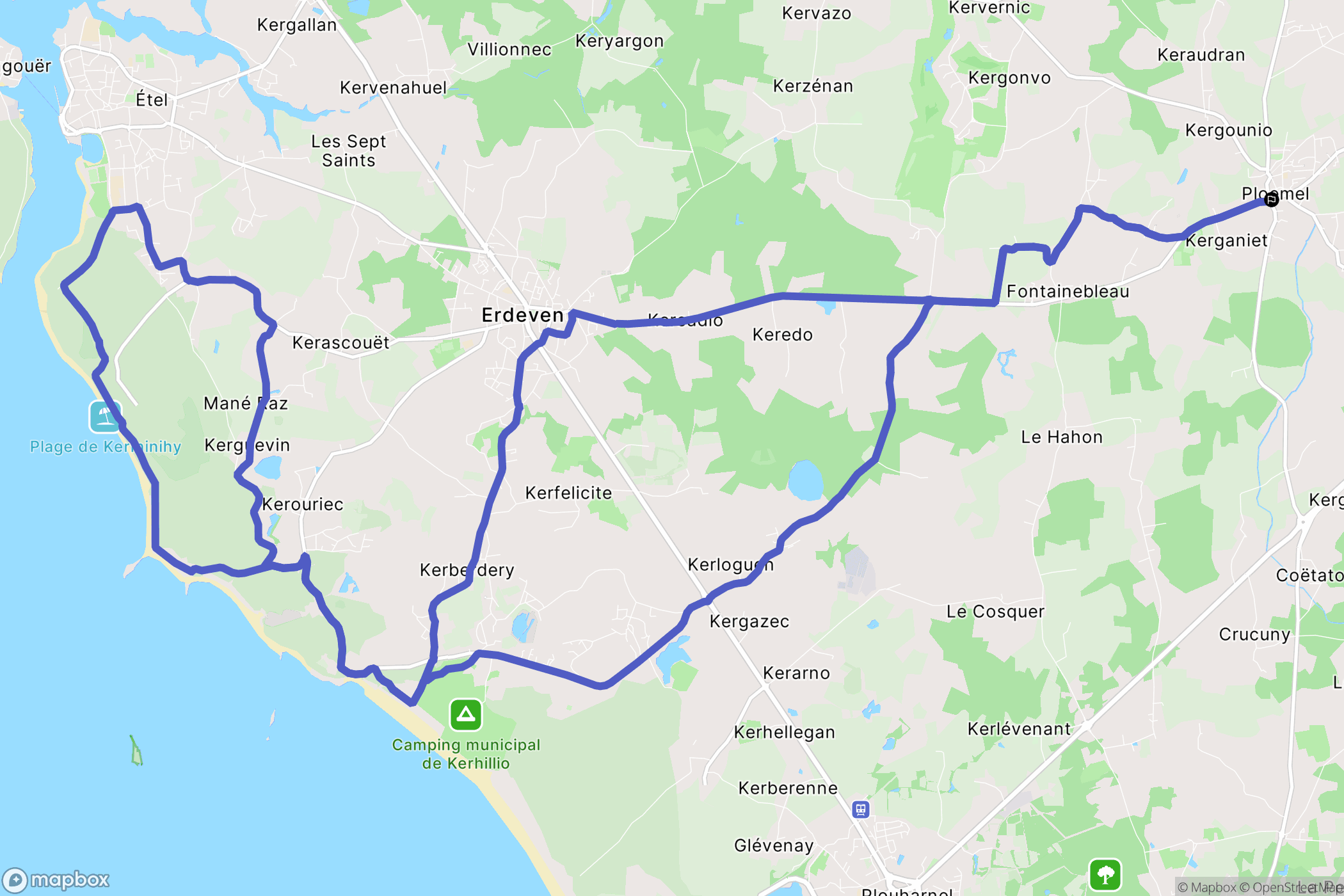 Ploemel : carte du parcours de randonnée - France