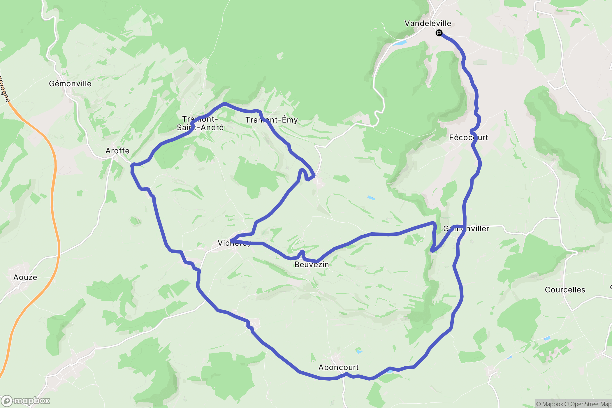 Vandeléville : carte du parcours de randonnée - France