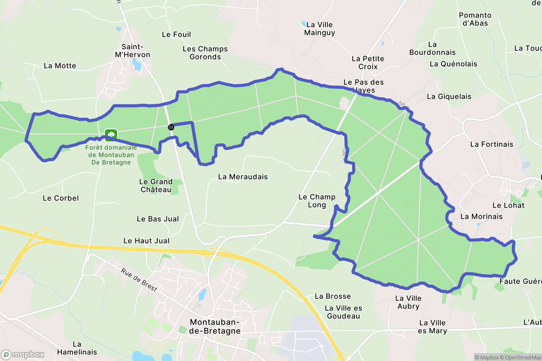 Montauban-de-Bretagne : carte du parcours de randonnée - France