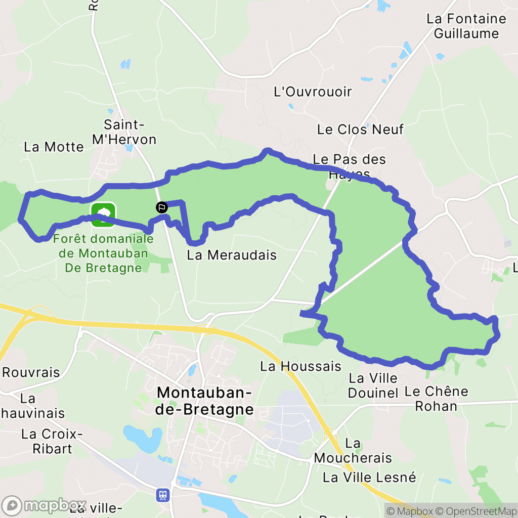 Montauban-de-Bretagne : carte du parcours de randonnée - France