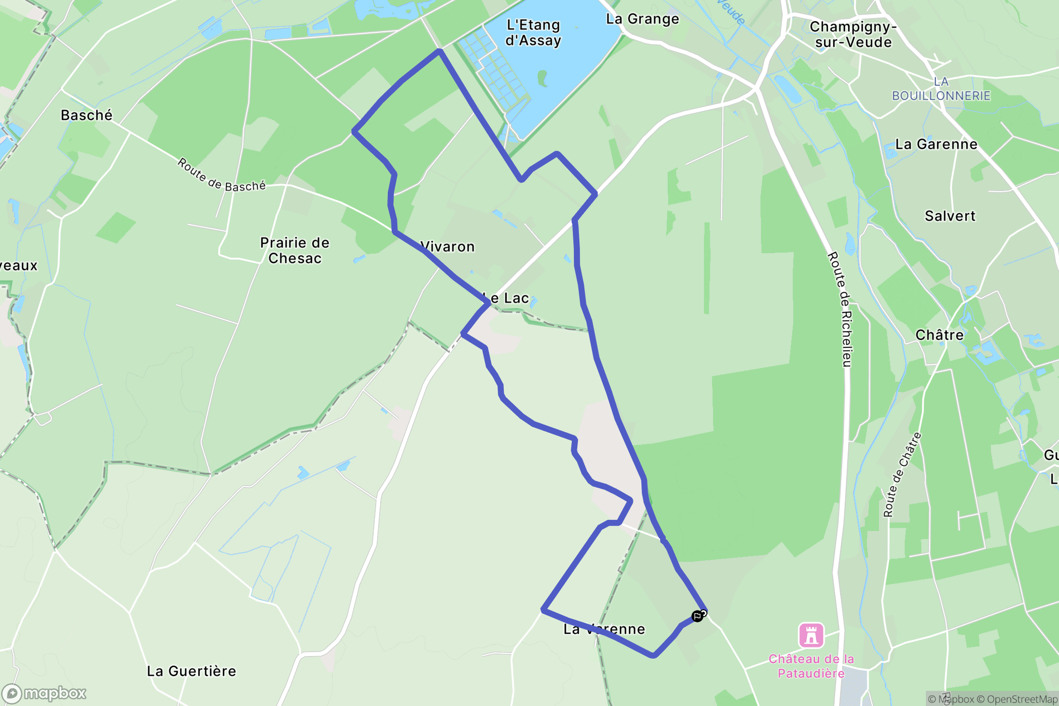 Champigny-sur-Veude : carte du parcours de randonnée - France