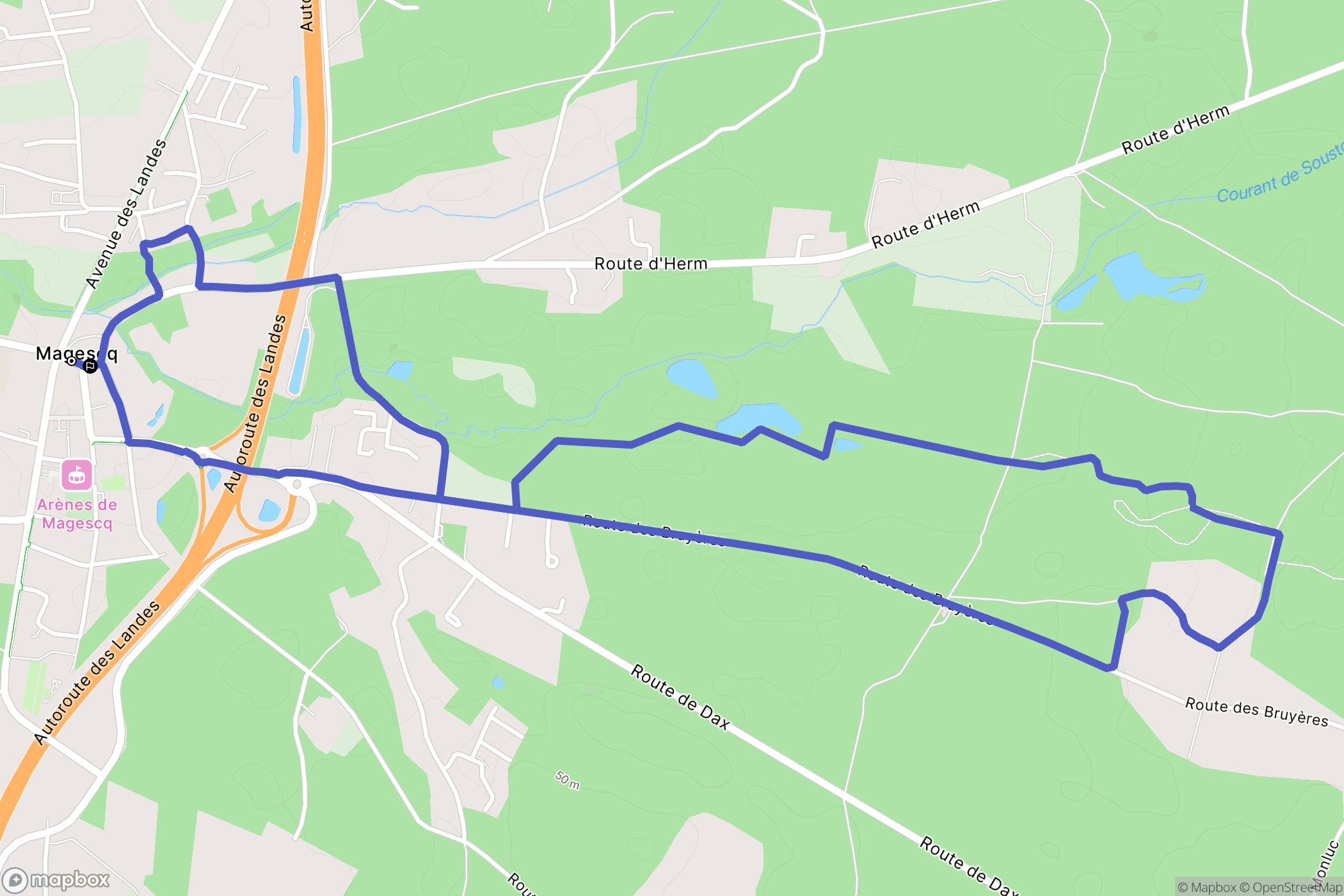 Magescq : carte du parcours de randonnée - France