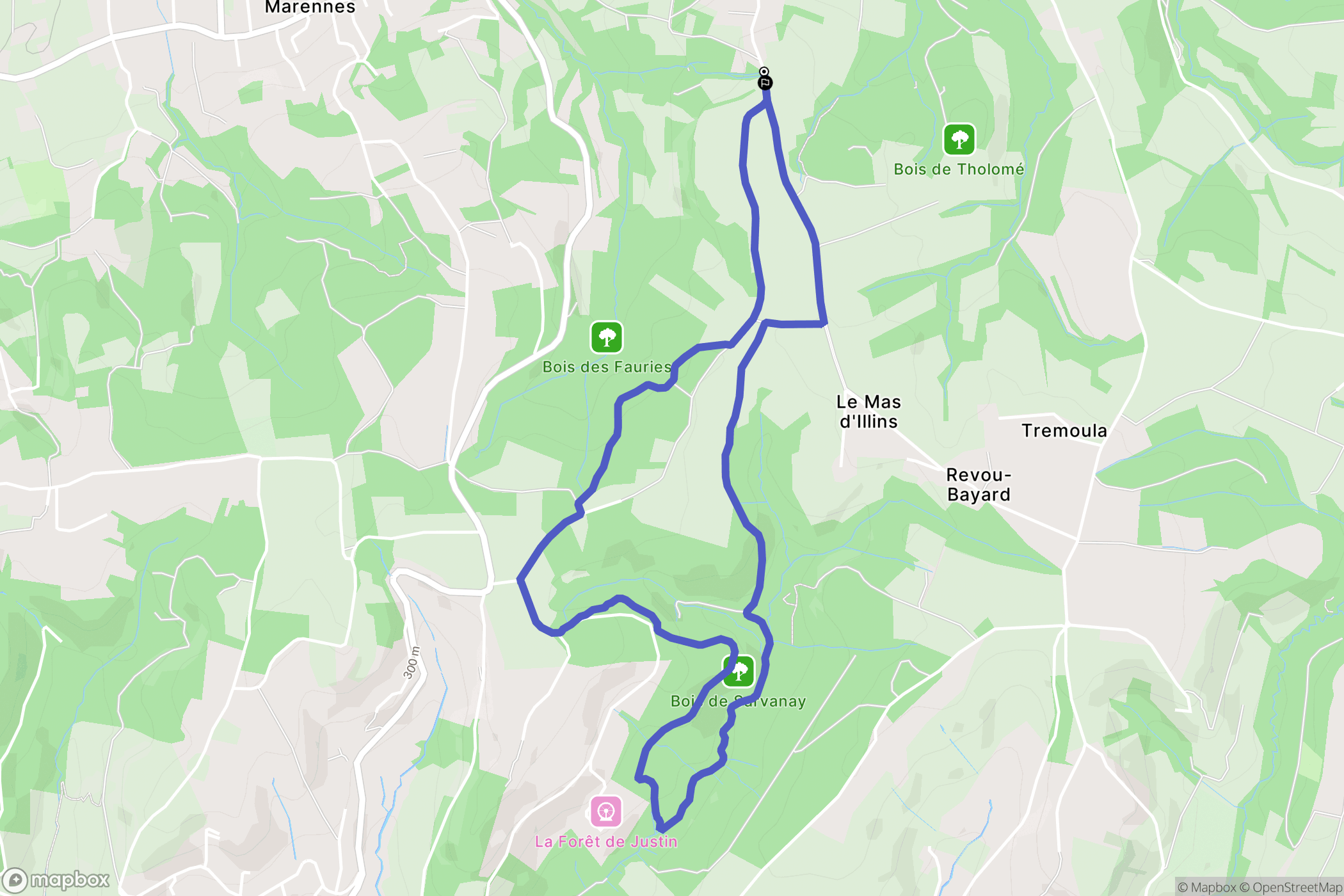Chaponnay : carte du parcours de randonnée - France