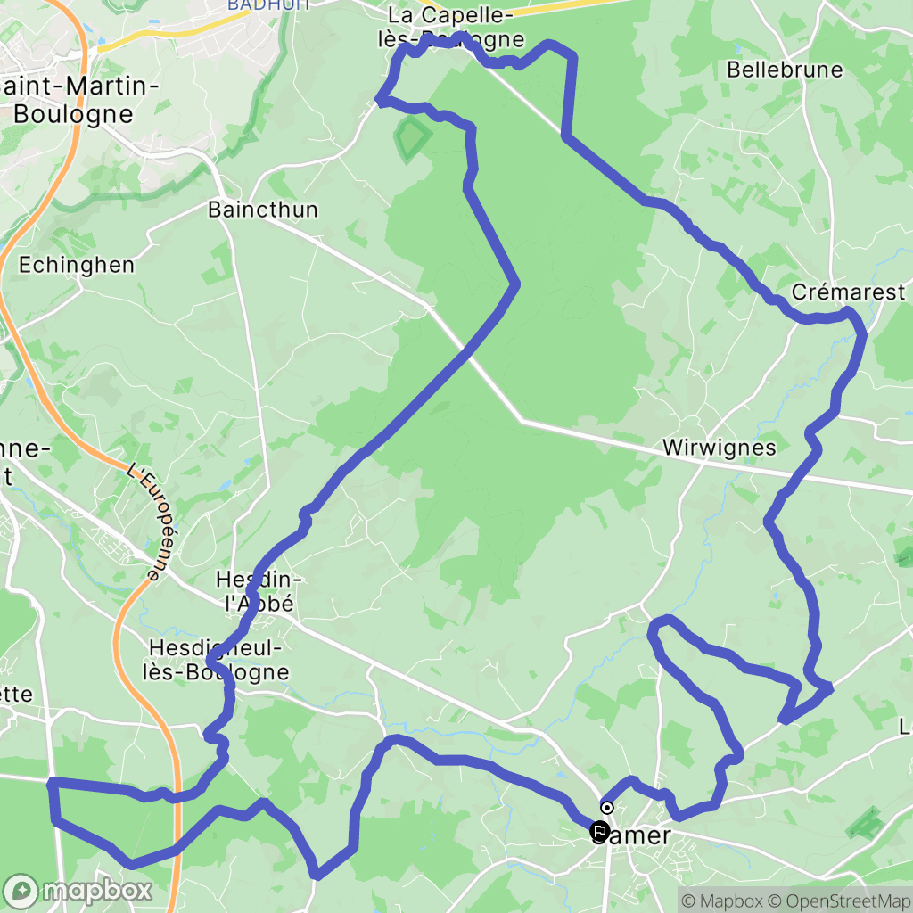 Samer : carte du parcours de randonnée - France