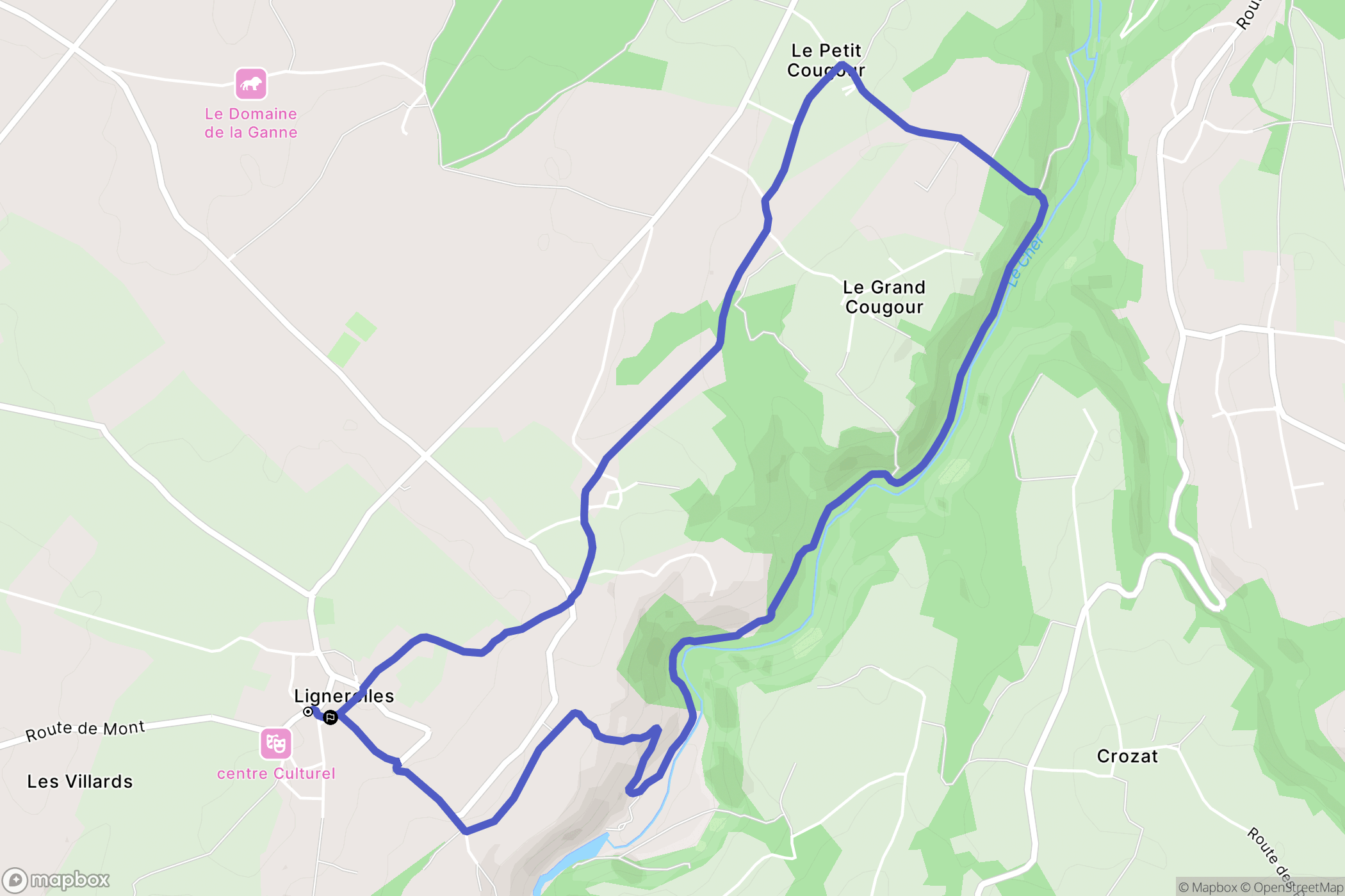 Lignerolles : carte du parcours de randonnée - France
